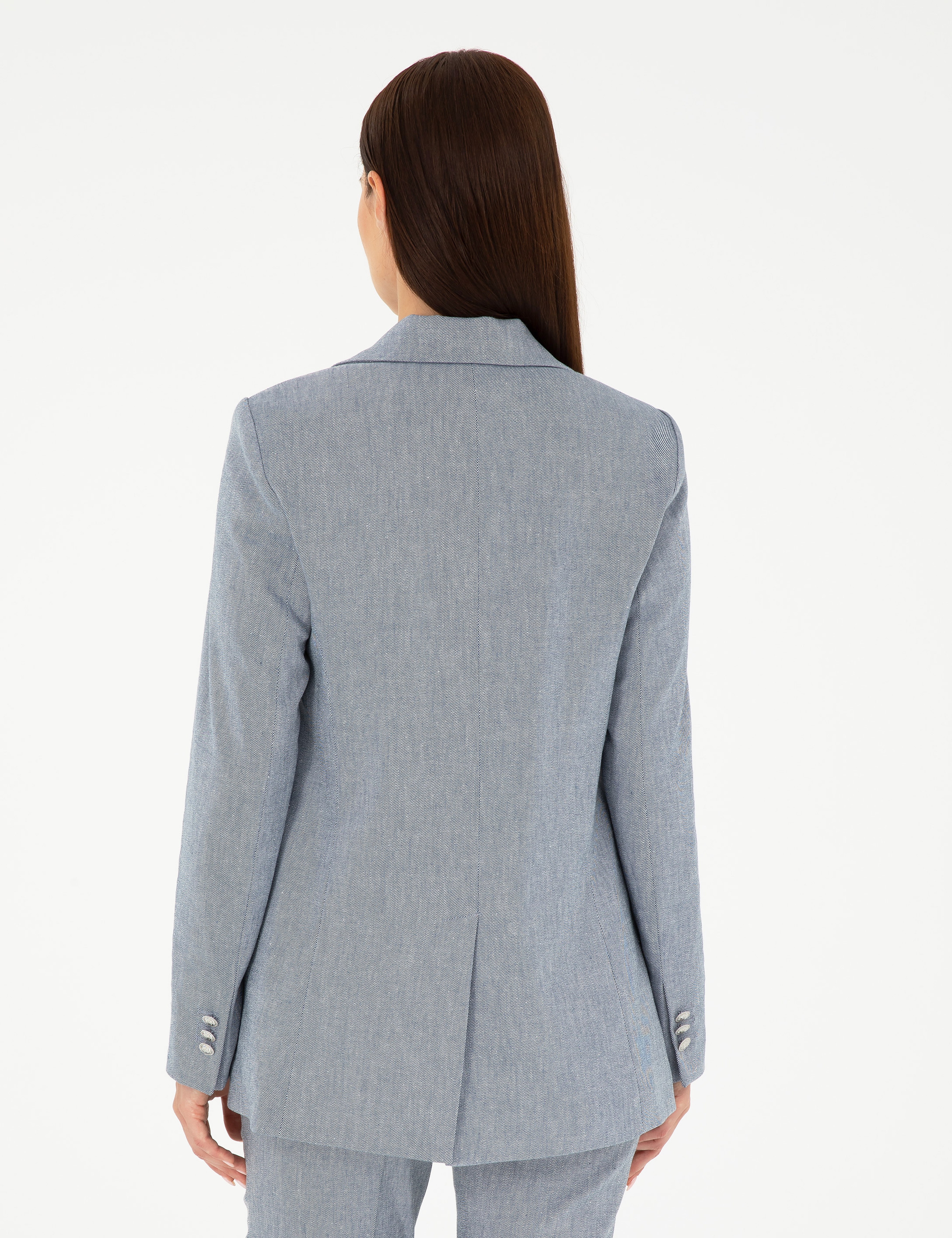 İndigo Slim Fit Keten Karışımlı Ceket