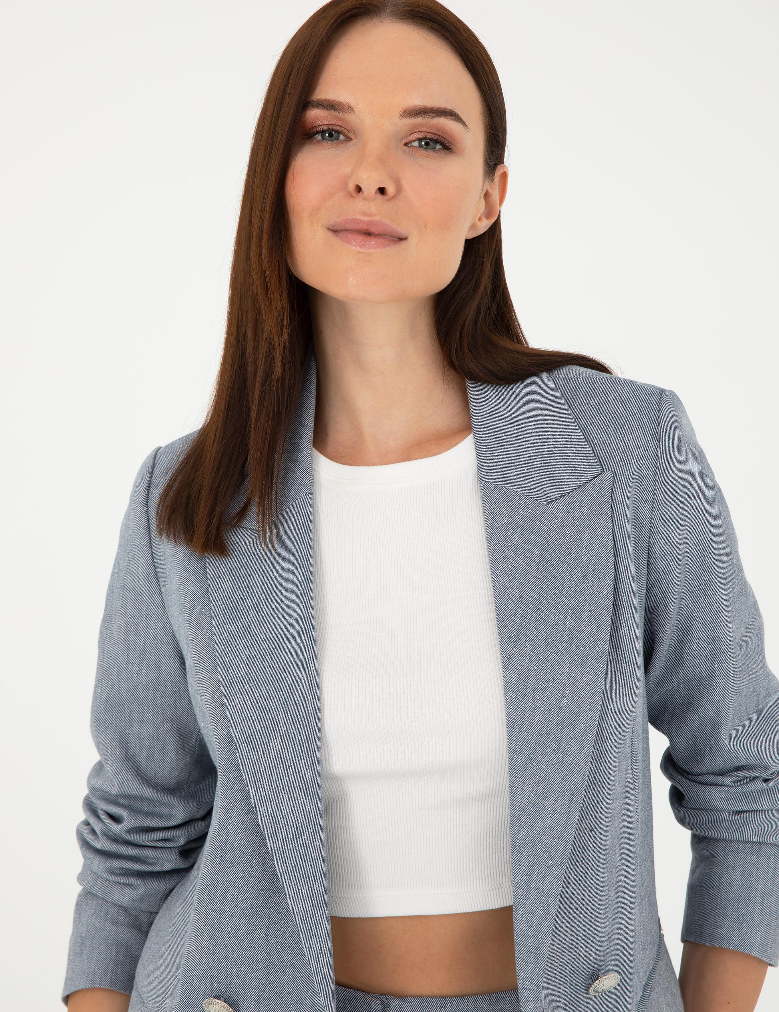 İndigo Slim Fit Keten Karışımlı Ceket