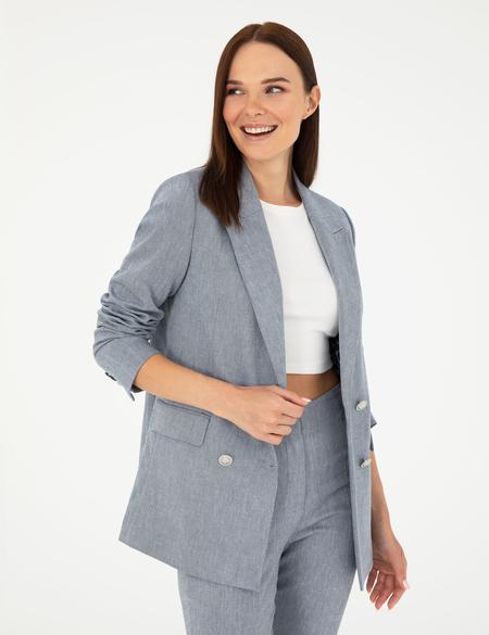 İndigo Slim Fit Keten Karışımlı Ceket - 50282104033