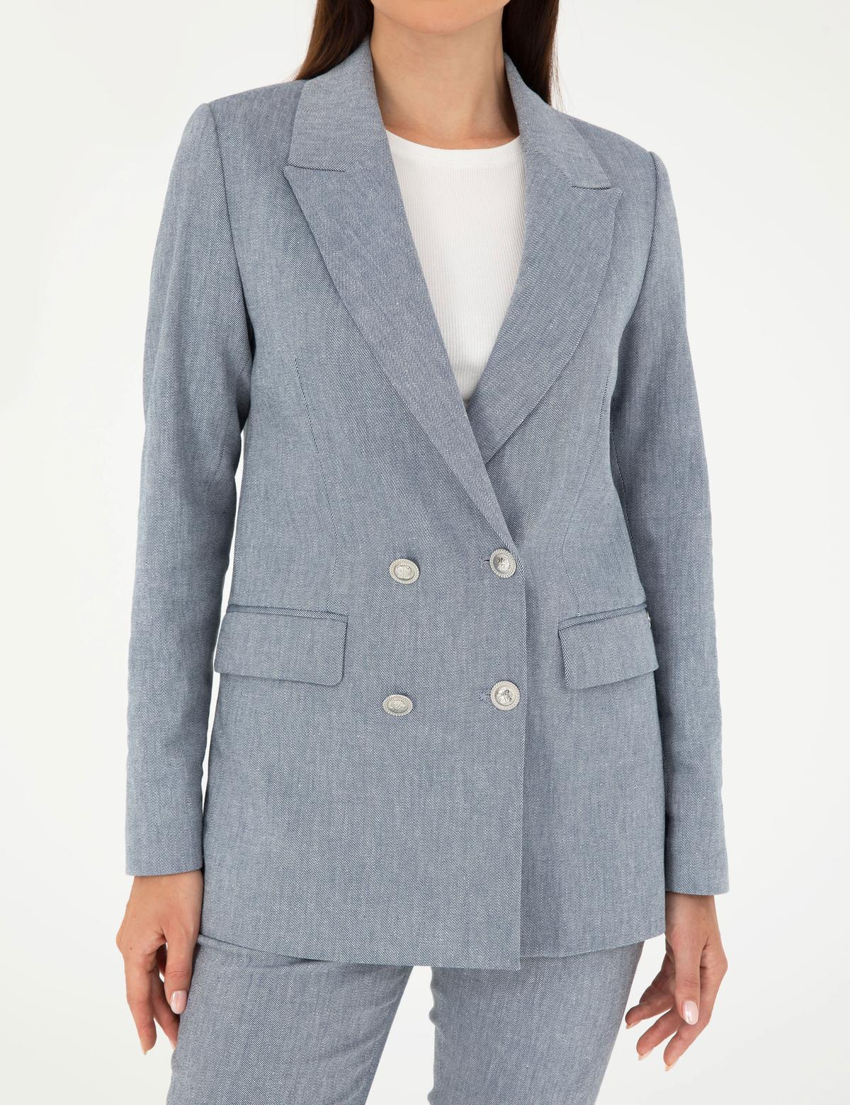 İndigo Slim Fit Keten Karışımlı Ceket - 50282104033