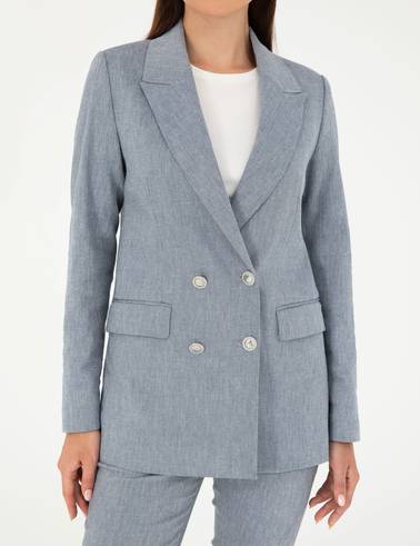 İndigo Slim Fit Keten Karışımlı Ceket