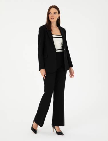 Siyah Flare Fit Kumaş Pantolon