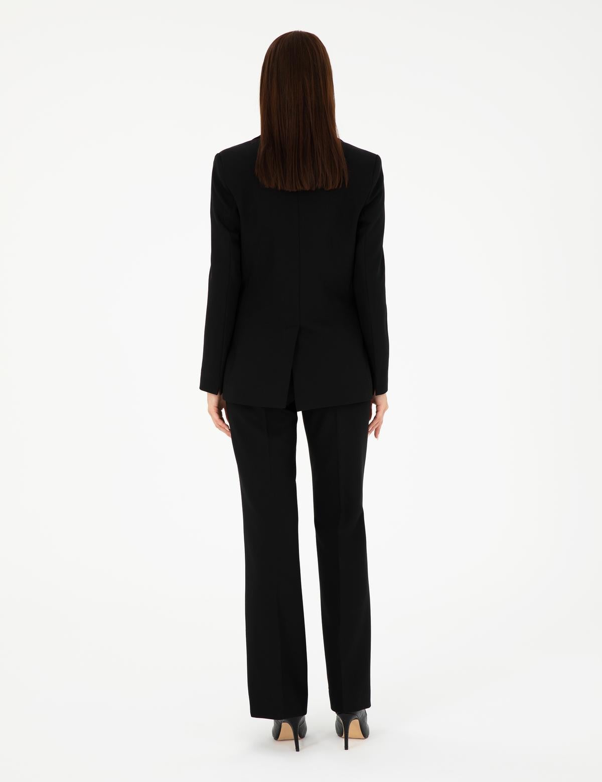 Siyah Flare Fit Kumaş Pantolon - 50282098033