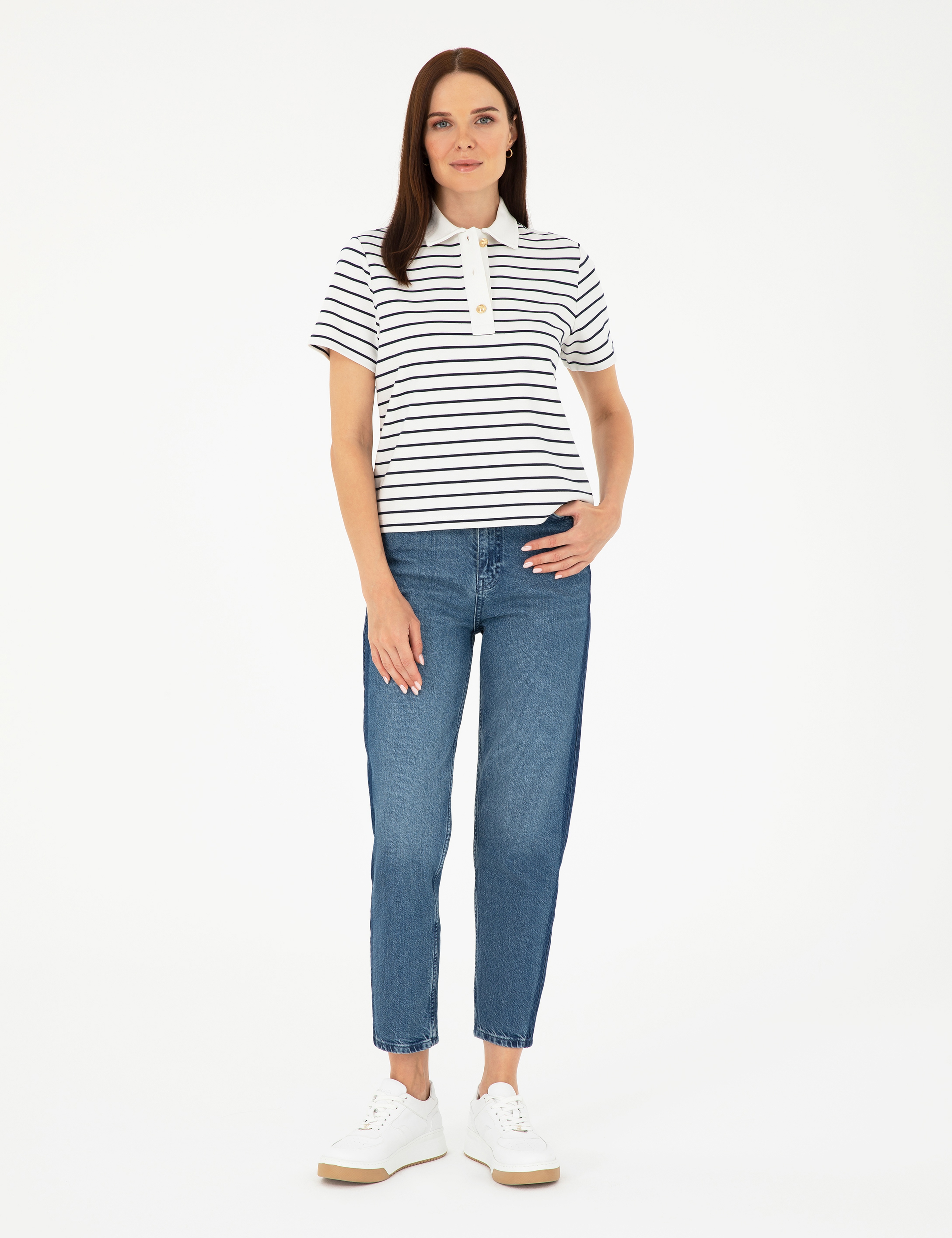 Ekru Regular Fit Polo Yaka Tişört - Image 4