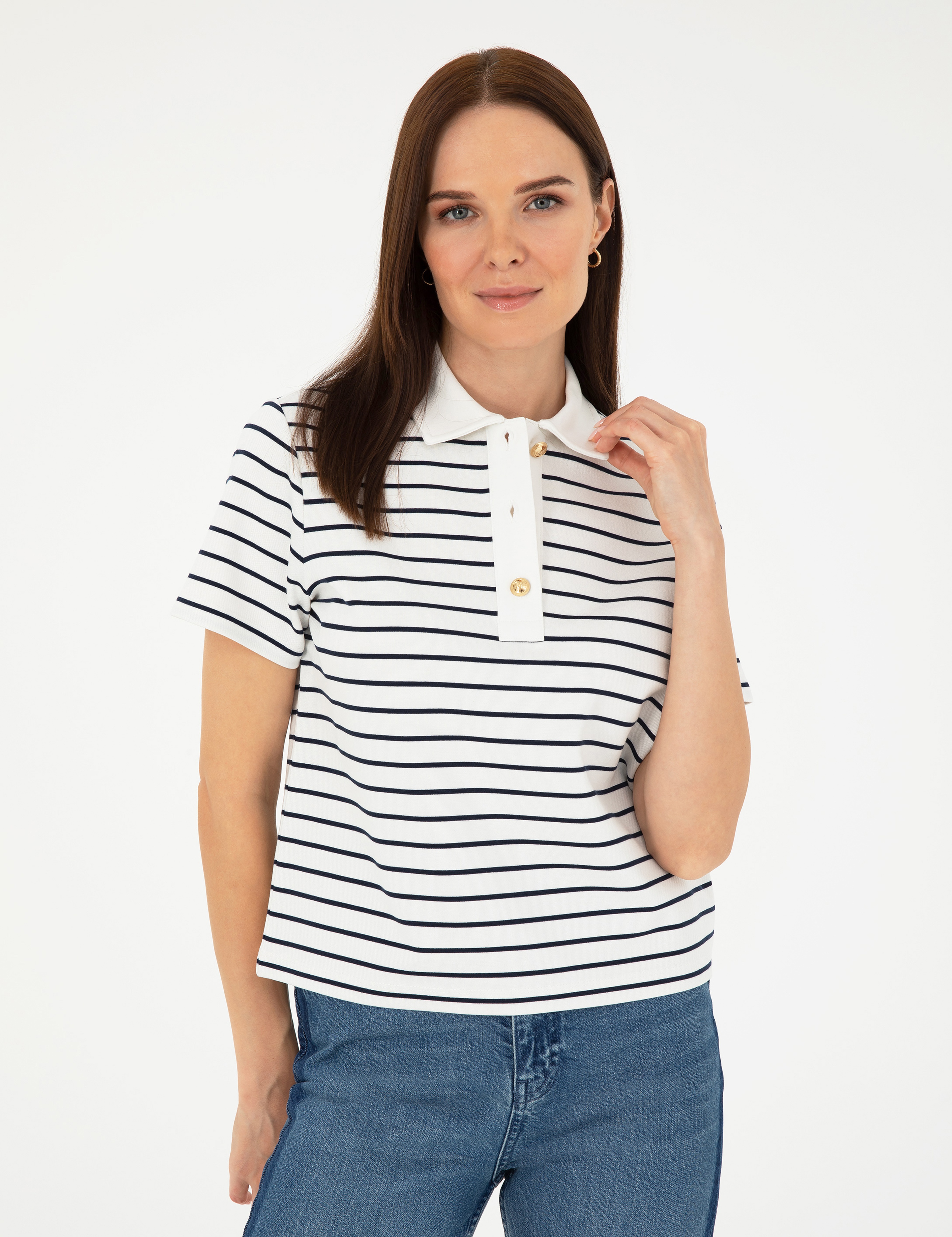 Ekru Regular Fit Polo Yaka Tişört - Image 3