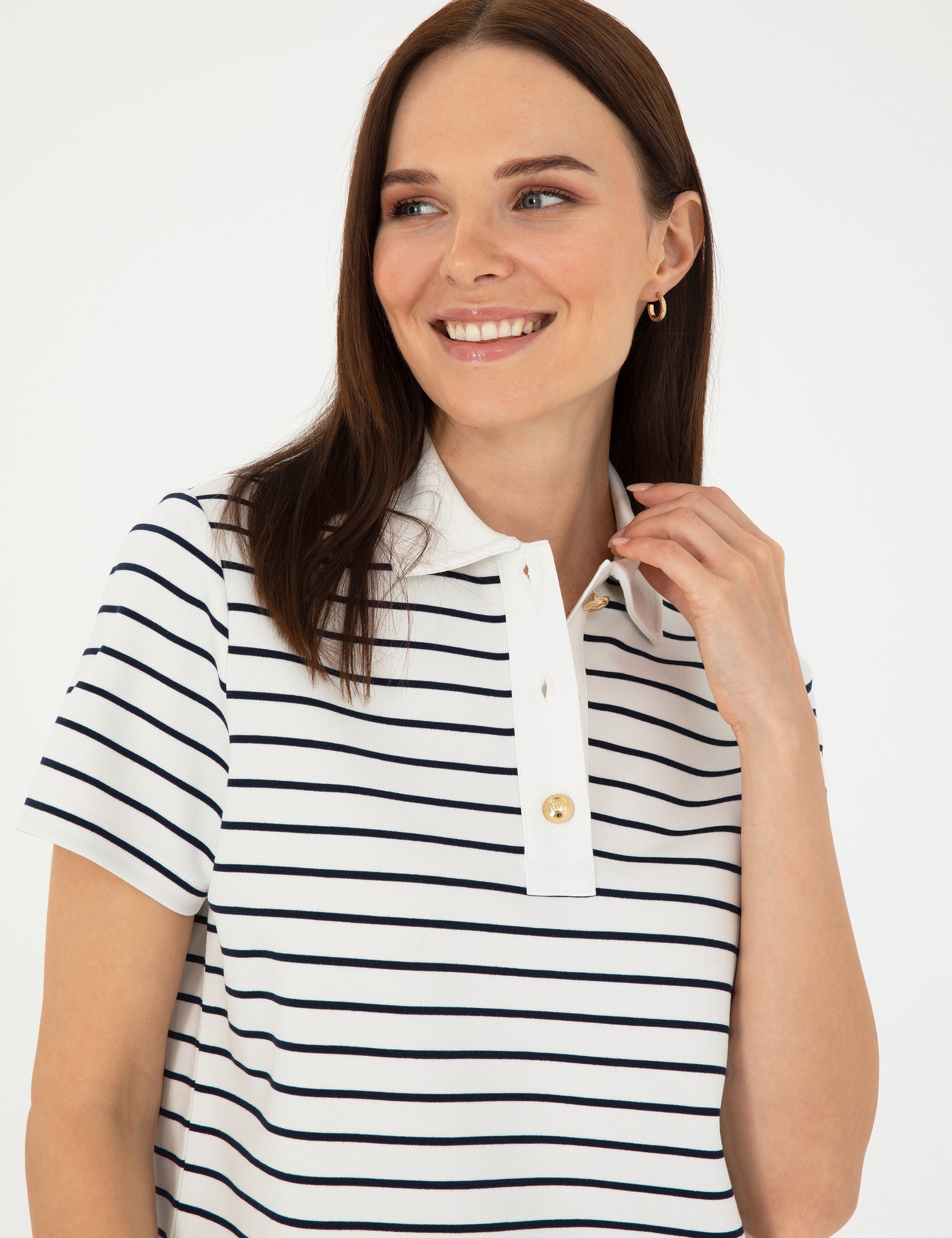 Ekru Regular Fit Polo Yaka Tişört - Image 2
