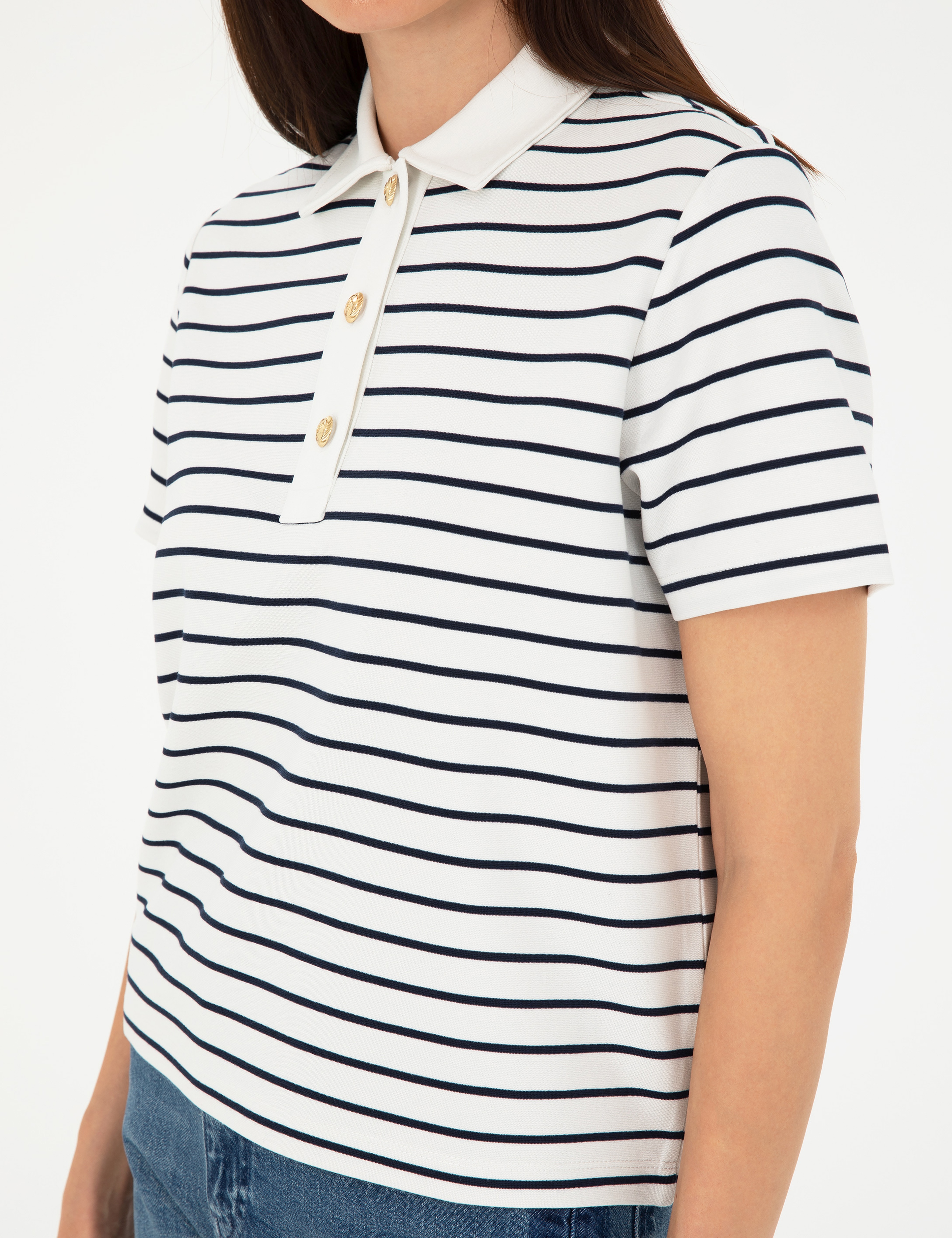 Ekru Regular Fit Polo Yaka Tişört - Image 7