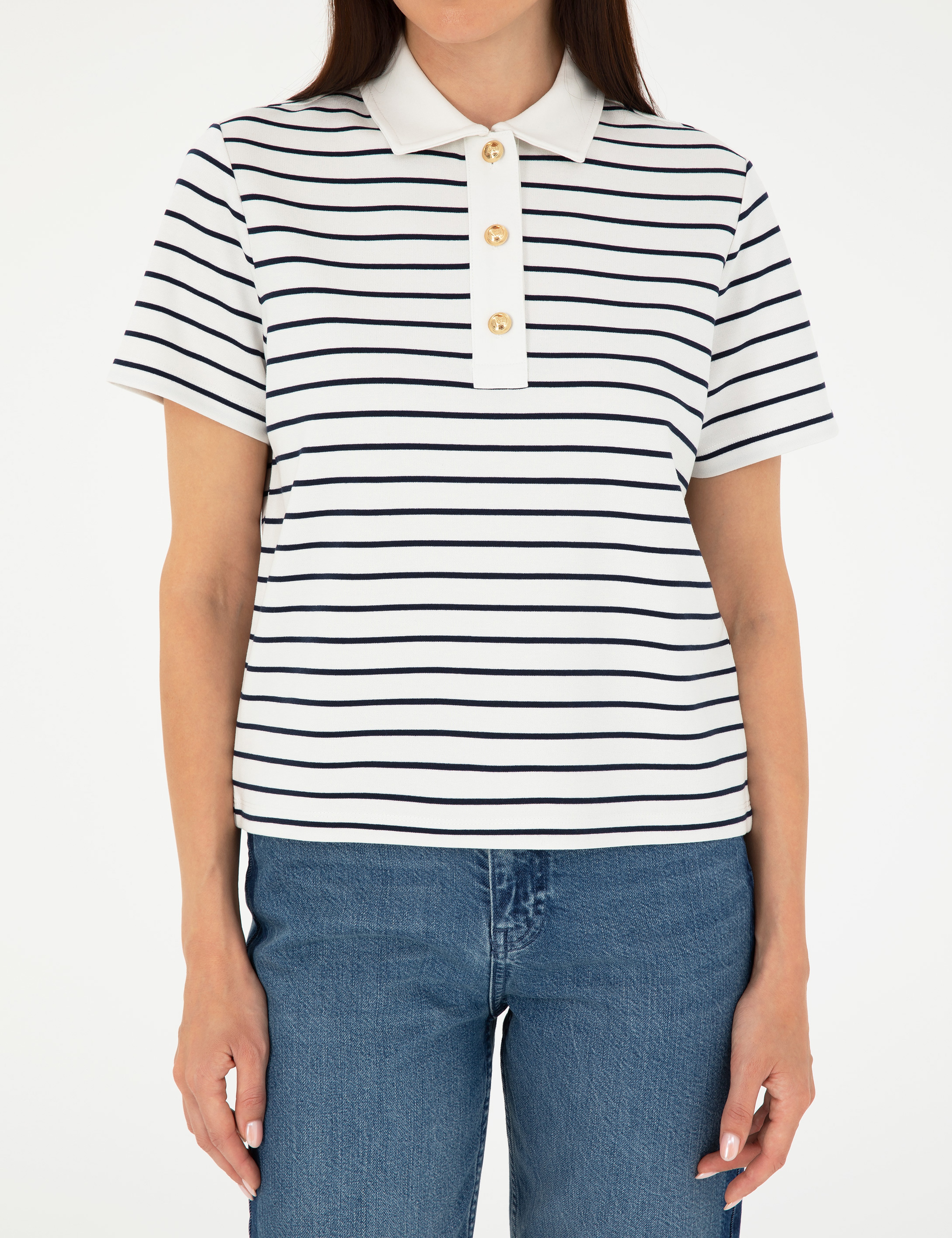 Ekru Regular Fit Polo Yaka Tişört - Image 6