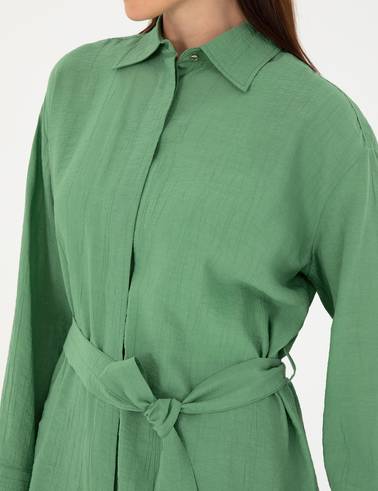 Yeşil Oversize Uzun Kollu Gömlek