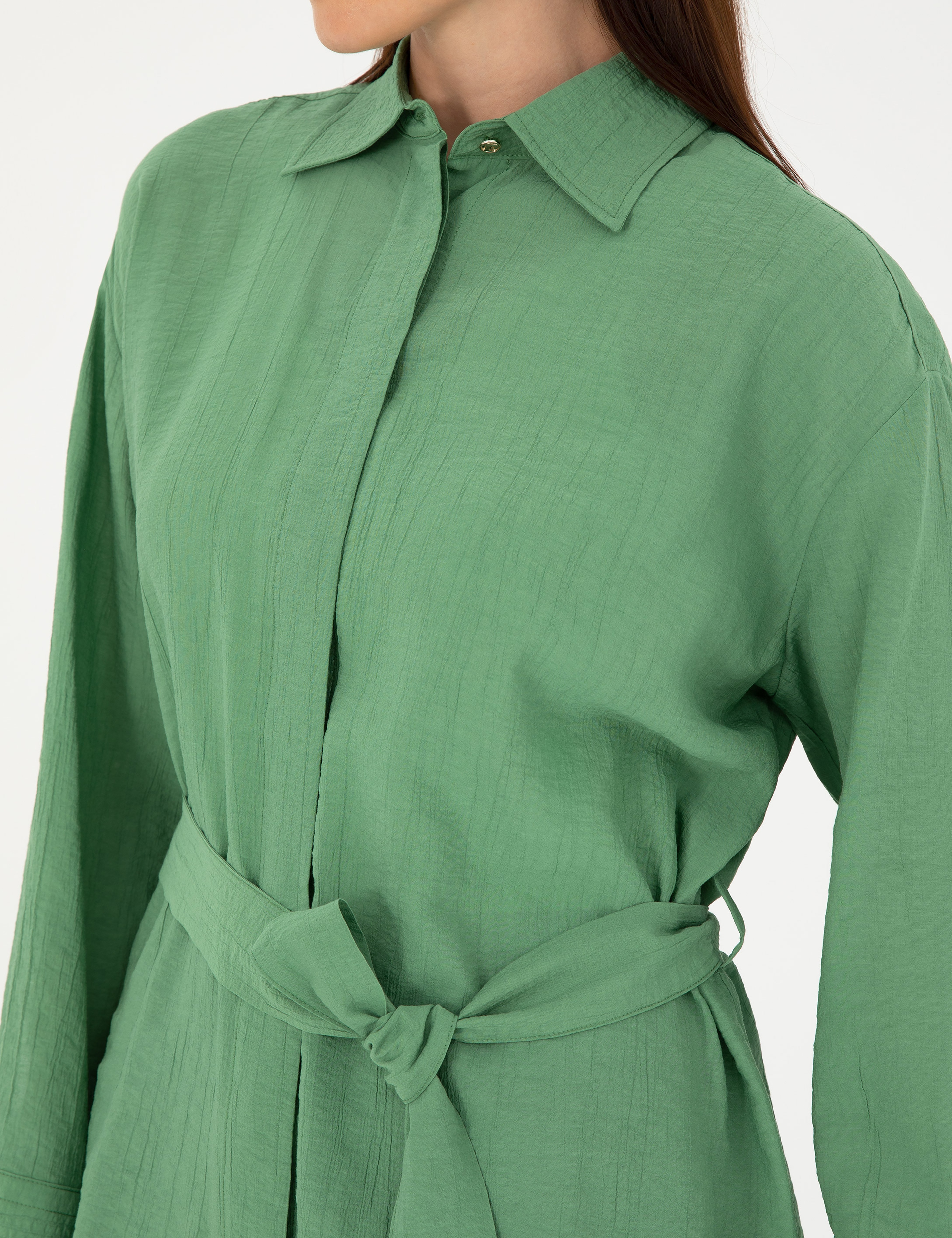 Yeşil Oversize Uzun Kollu Gömlek - Image 7