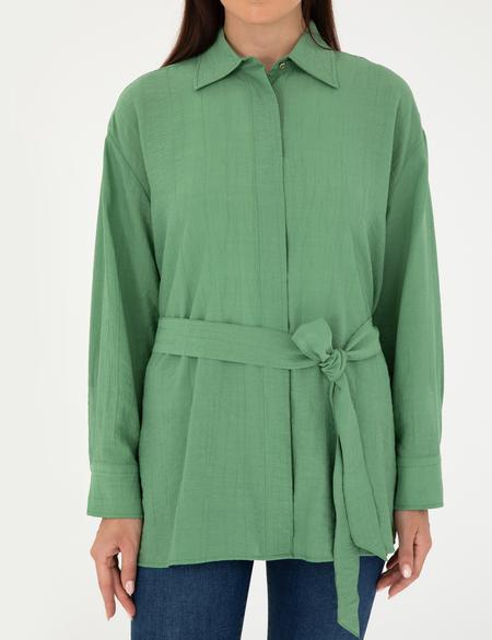 Yeşil Oversize Uzun Kollu Gömlek - 50284899014