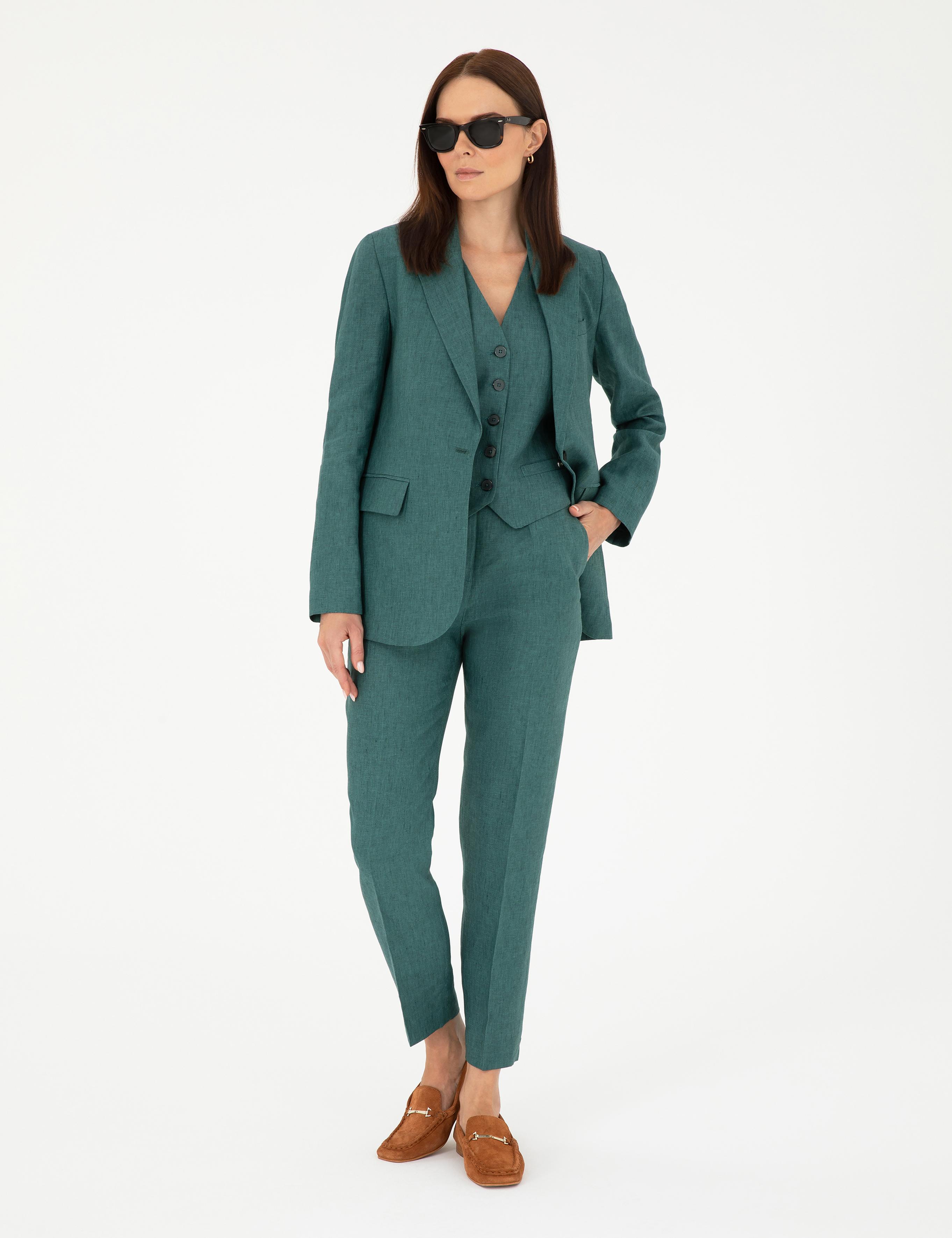 Yeşil Carrot Fit Keten Pantolon