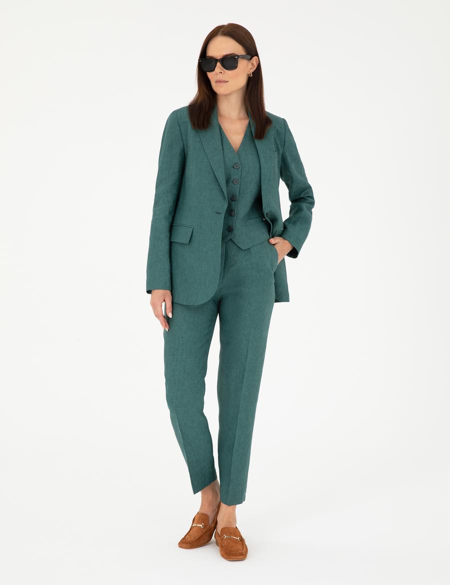 Yeşil Carrot Fit Keten Pantolon