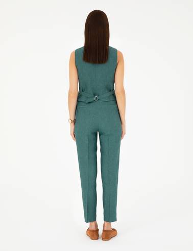 Yeşil Carrot Fit Keten Pantolon