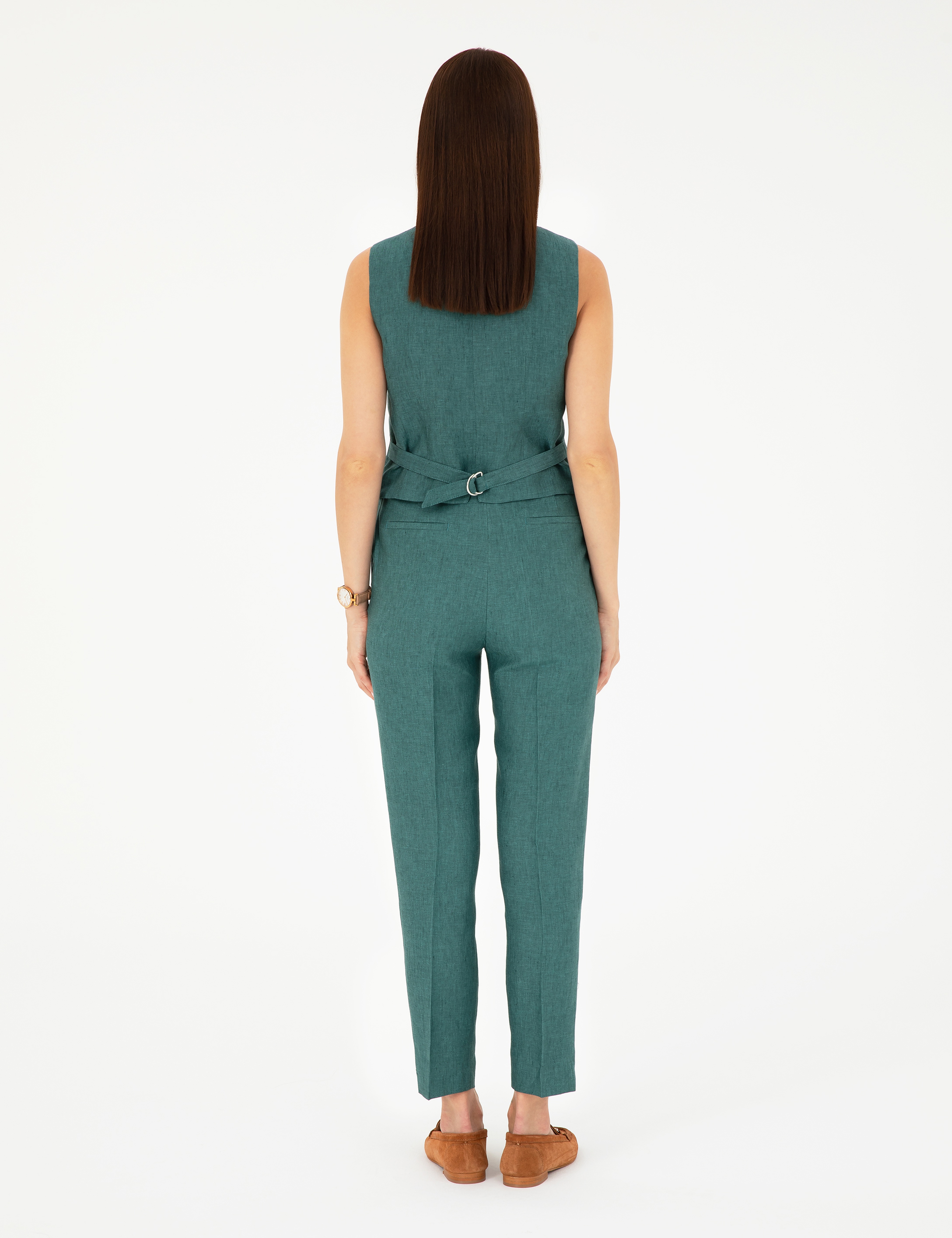 Yeşil Carrot Fit Keten Pantolon