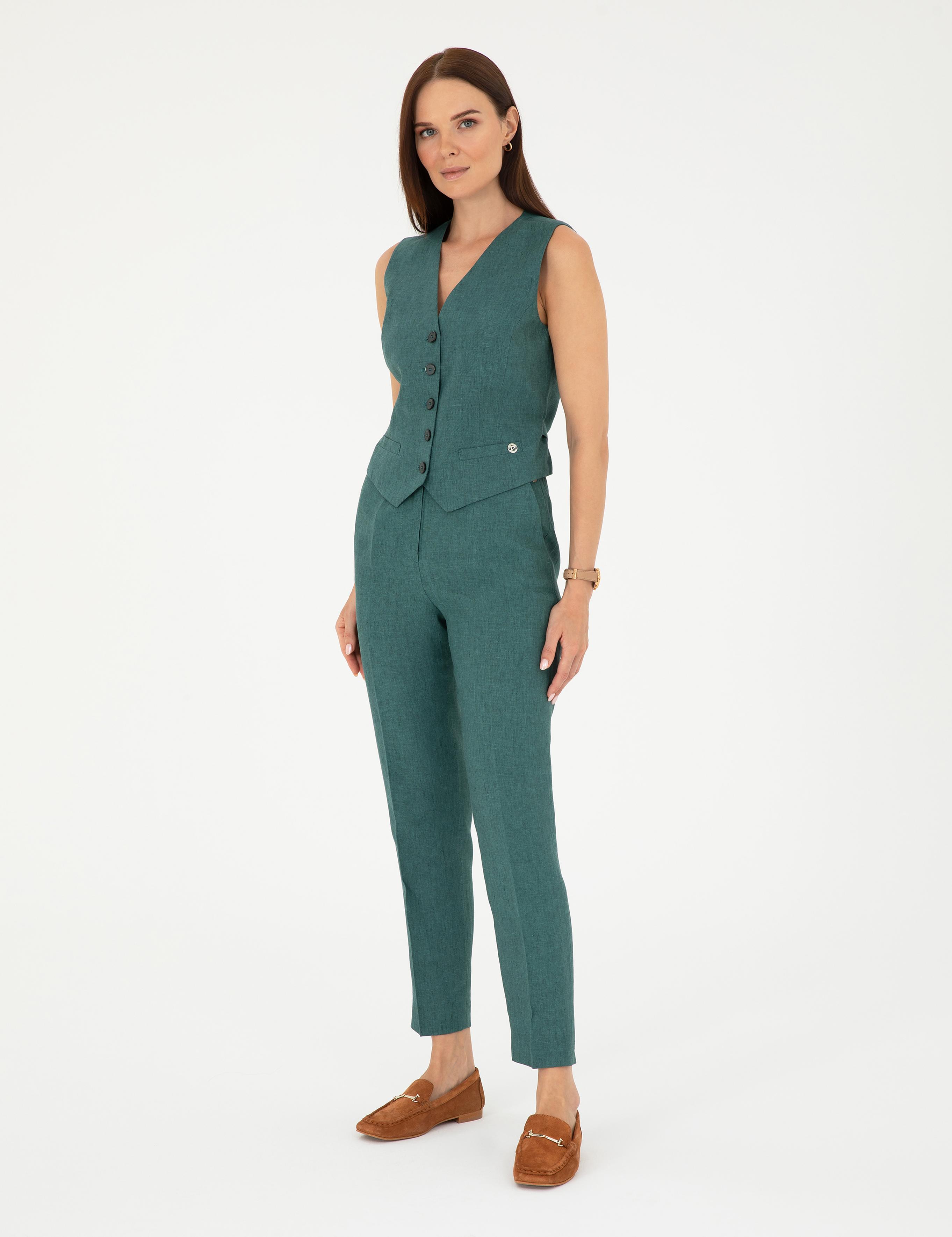 Yeşil Carrot Fit Keten Pantolon