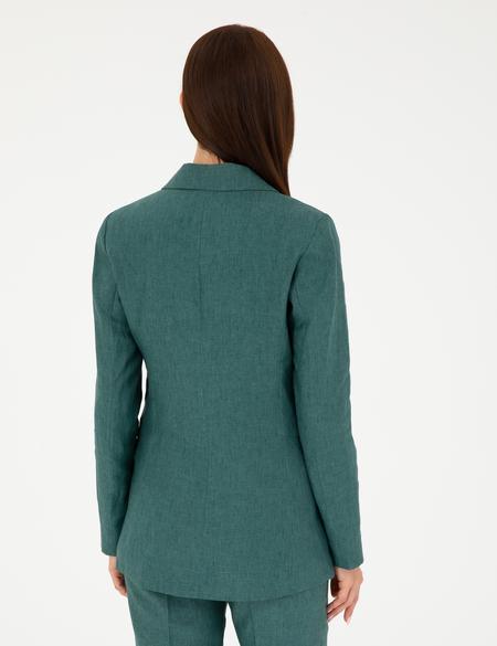 Yeşil Regular Fit Keten Ceket - 50282094032