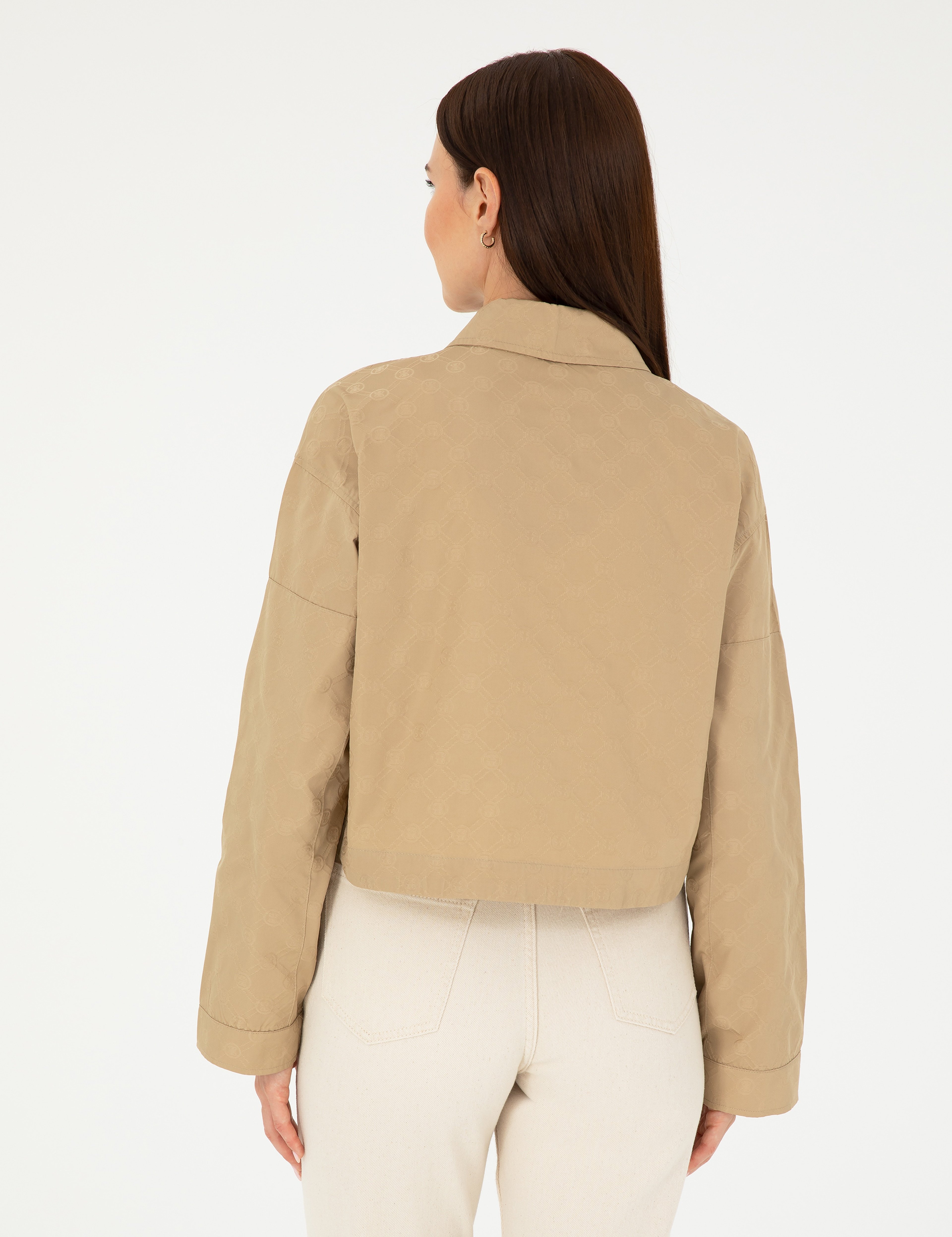 Bej Crop Top Uzun Kollu Gömlek - Image 4