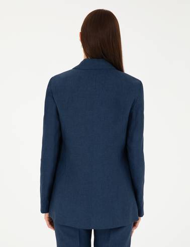 Lacivert Regular Fit Keten Ceket