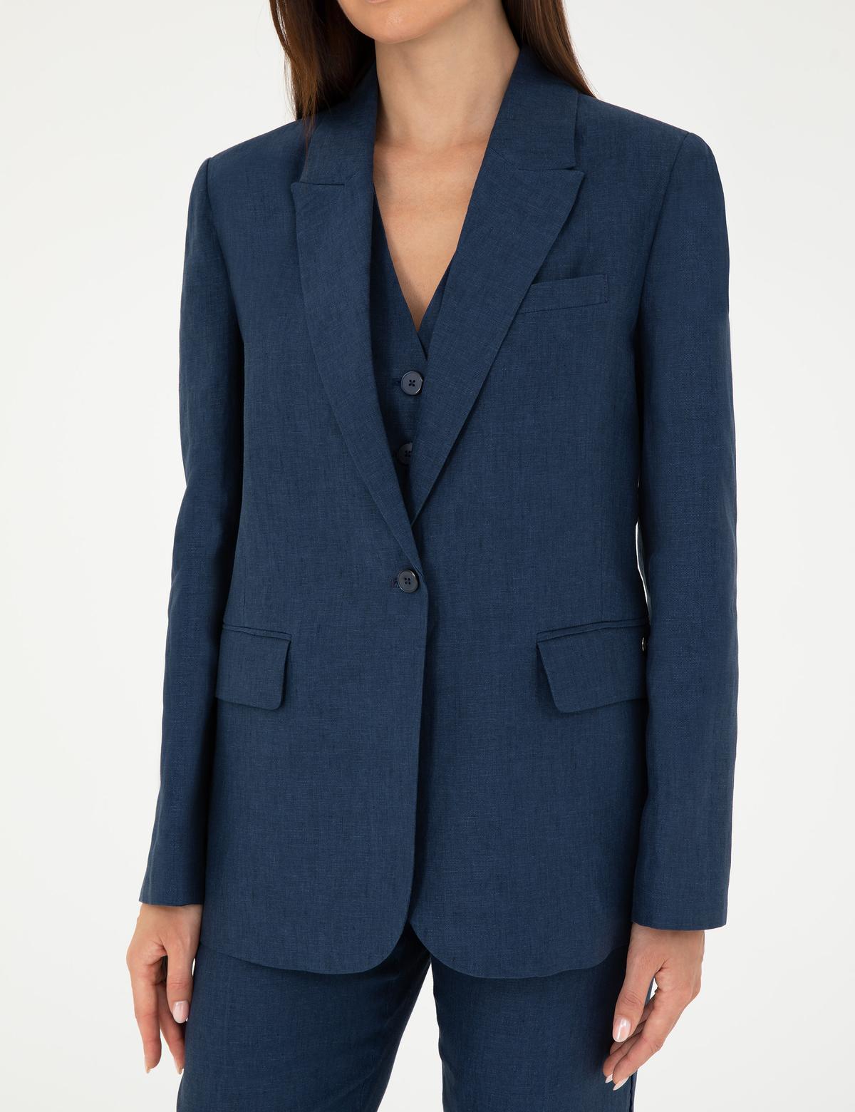 Lacivert Regular Fit Keten Ceket - 50282094025