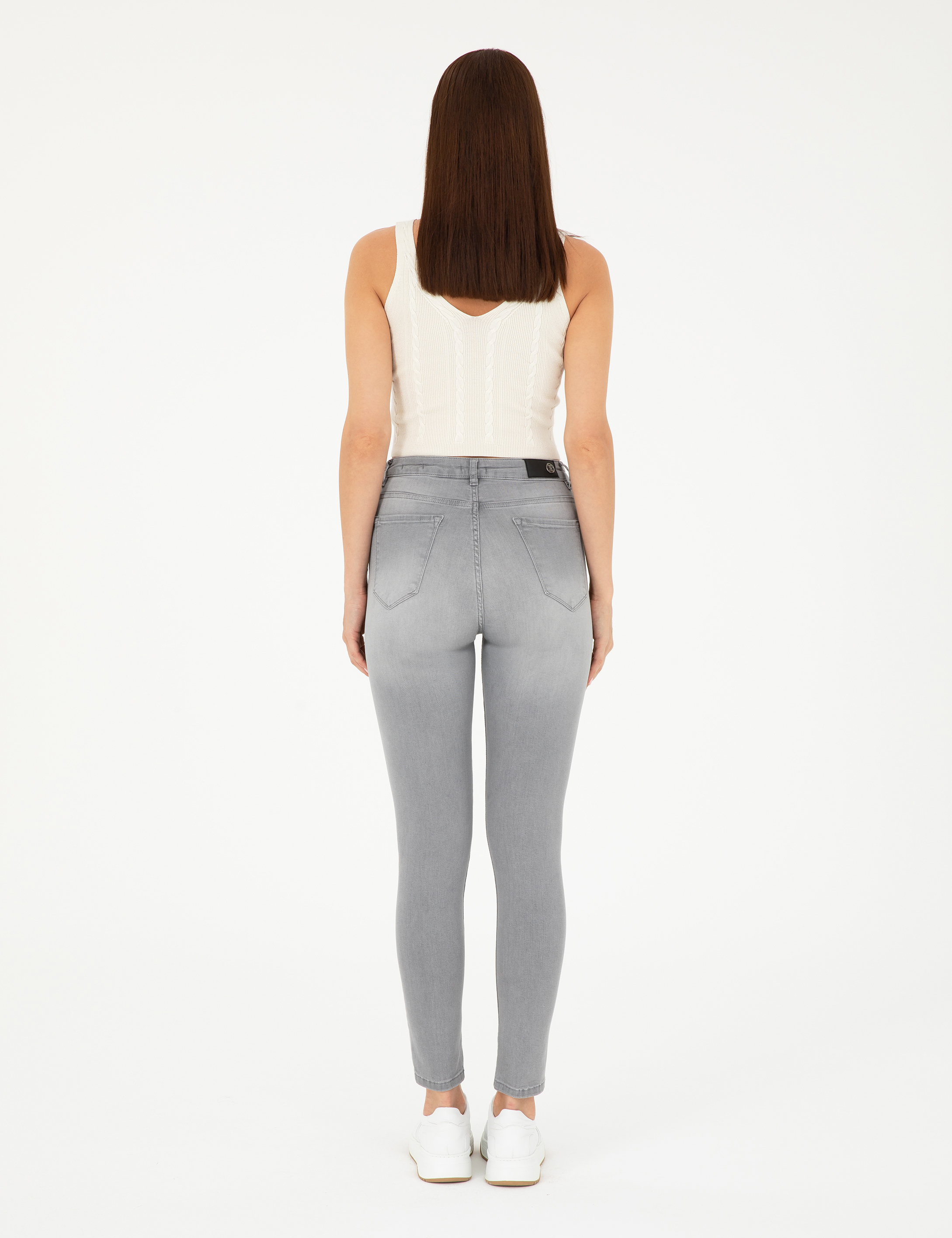 Açık Gri Skinny Fit Jean Pantolon - Image 4