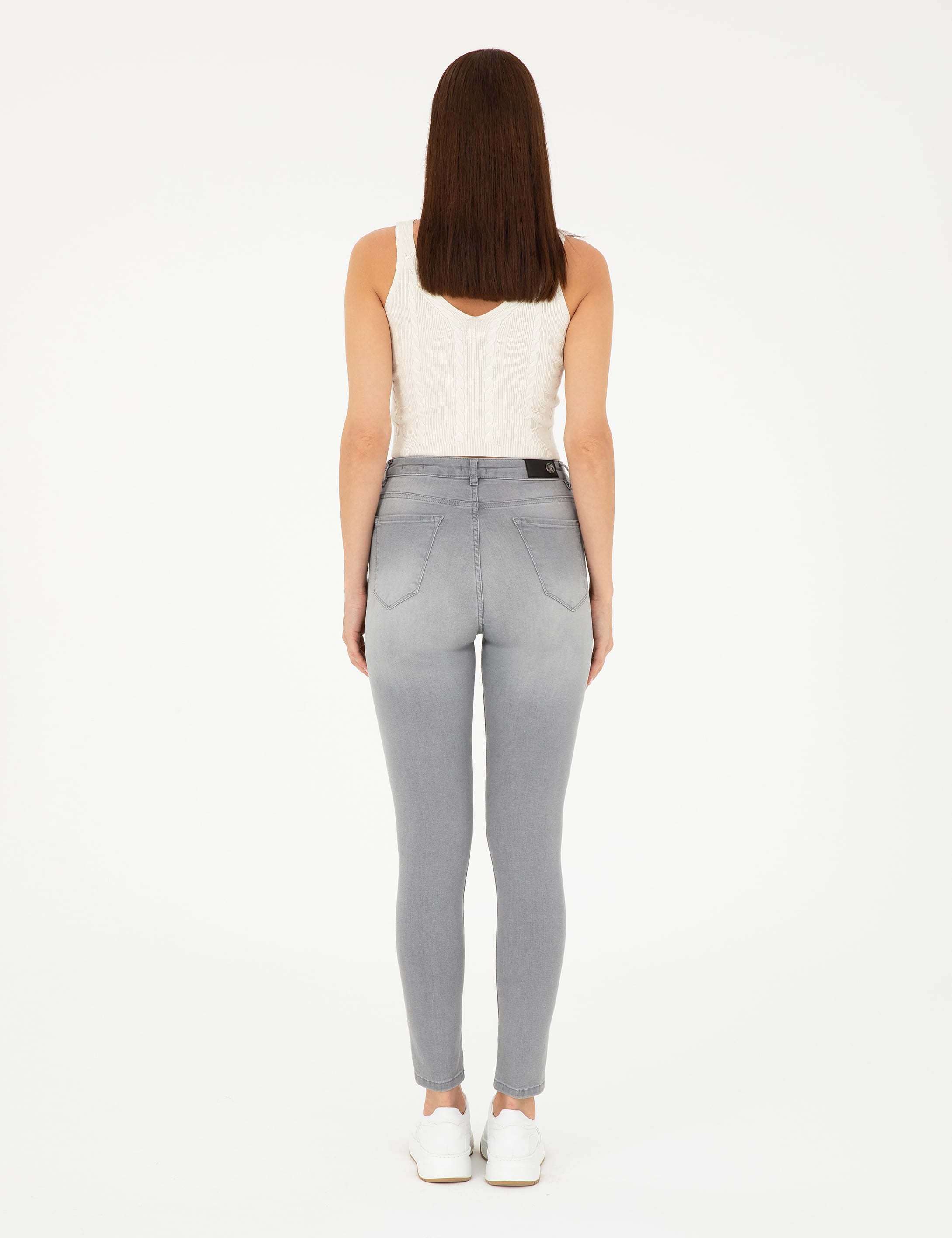 Açık Gri Skinny Fit Jean Pantolon