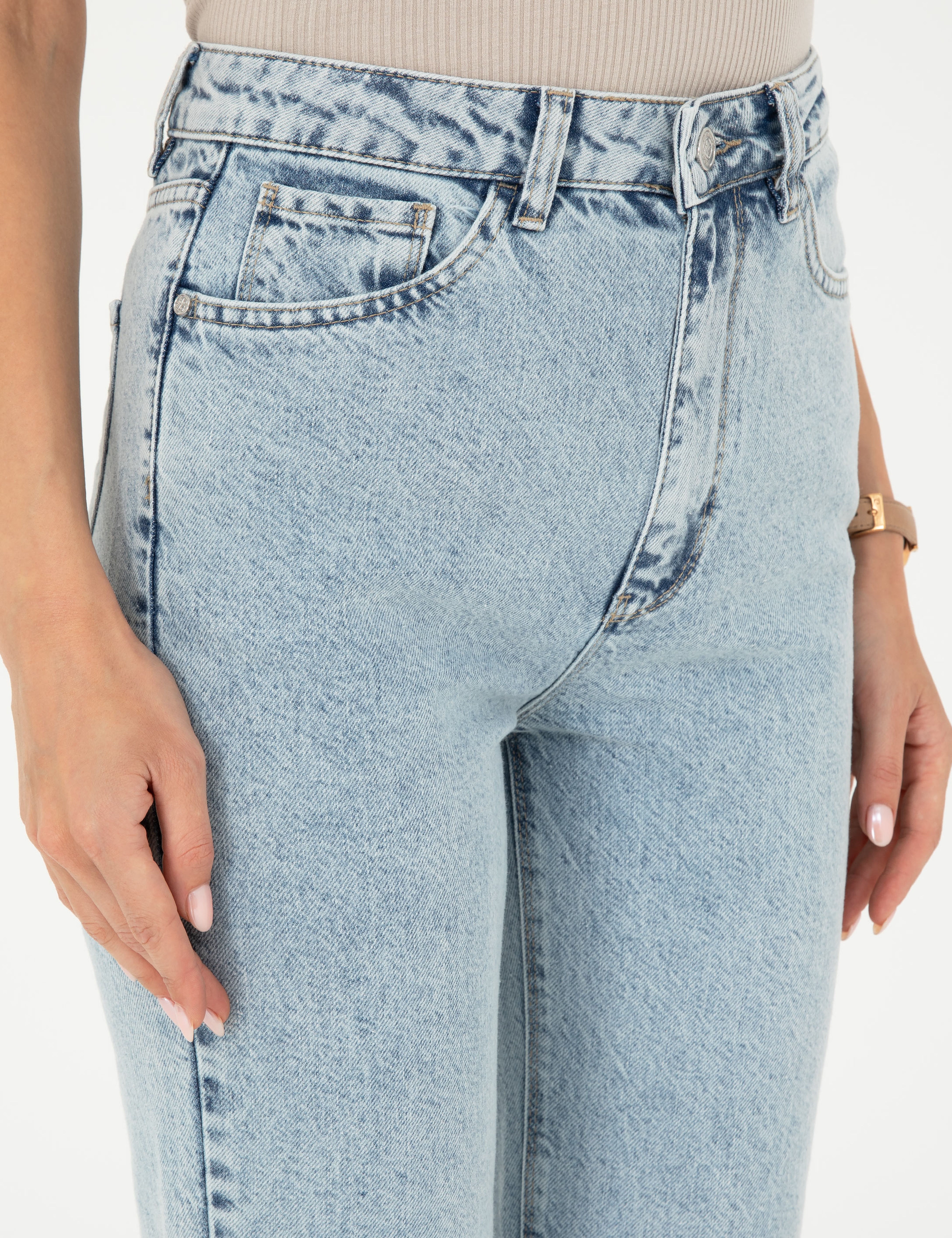 Açık Mavi Straight Fit Jean Pantolon