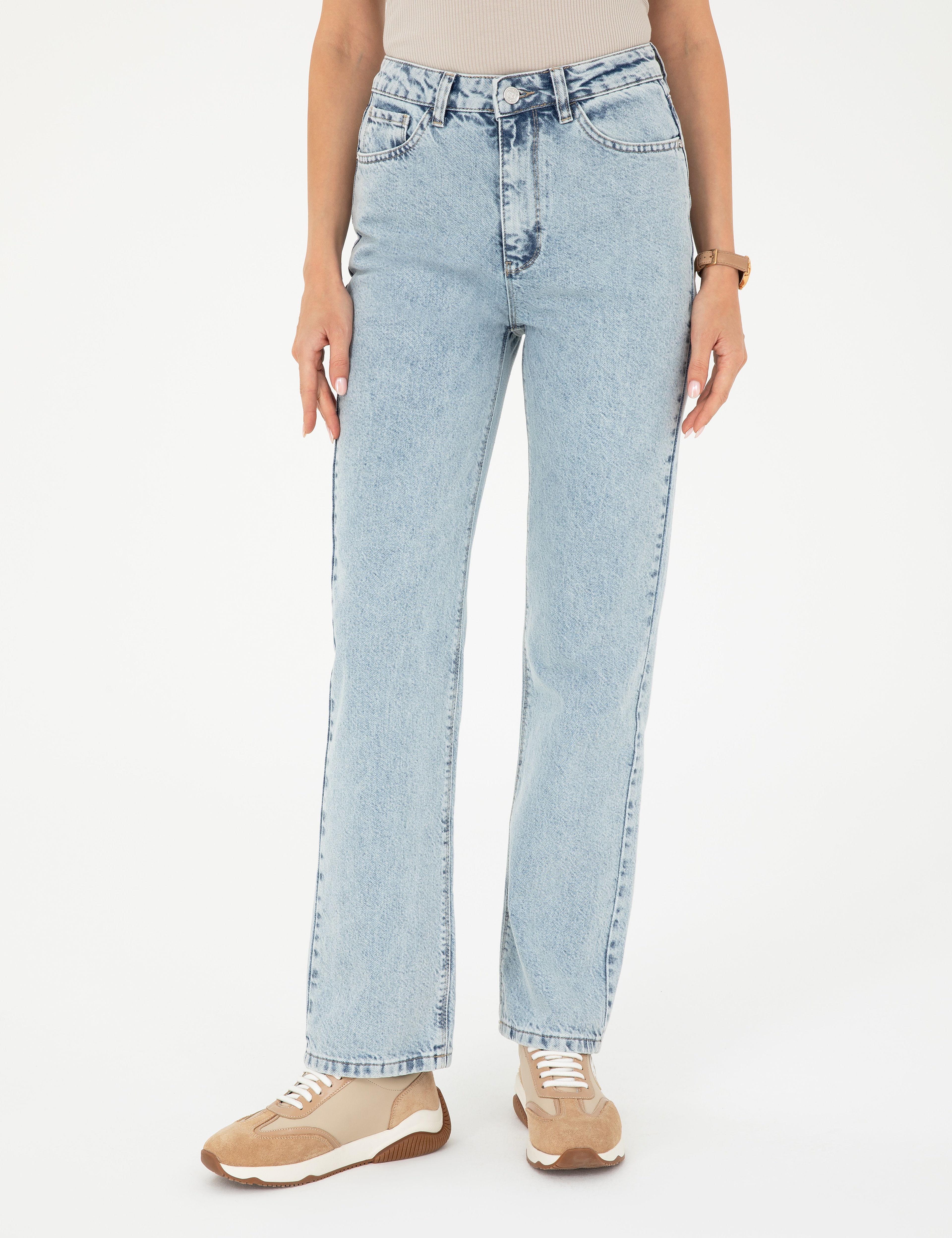 Açık Mavi Straight Fit Jean Pantolon - Image 2