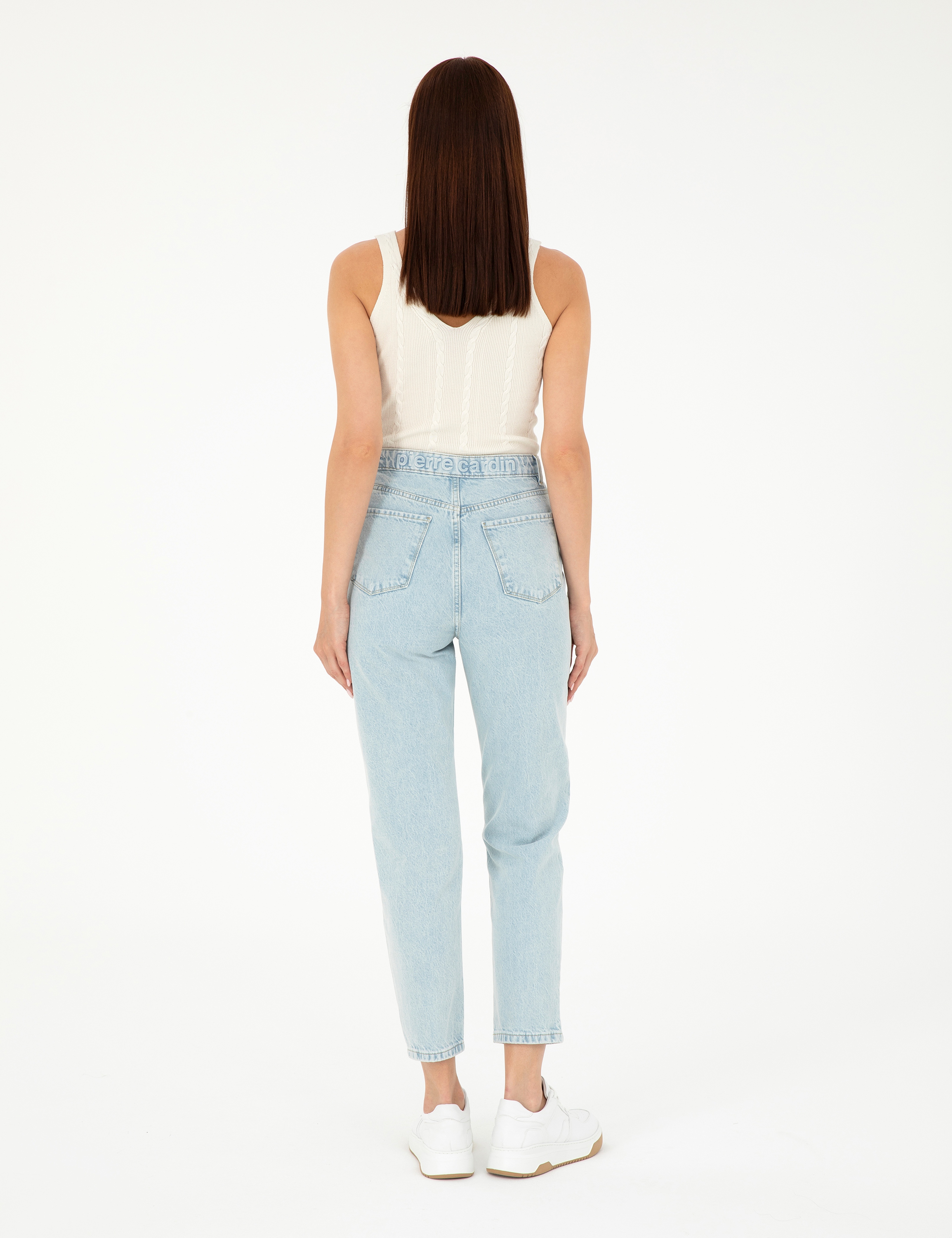 Açık Mavi Mom High Waist Fit Jean Pantolon - Image 4