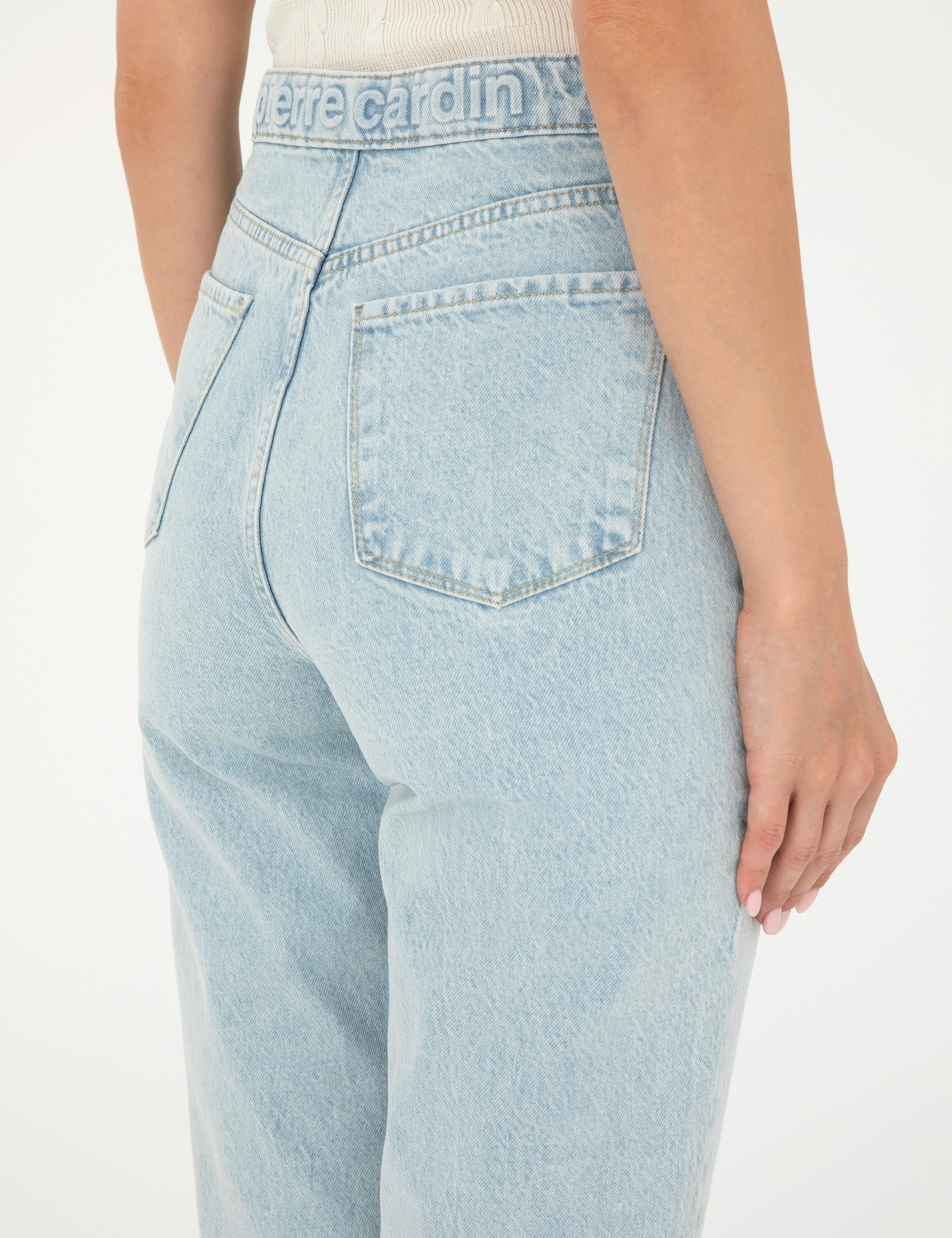 Açık Mavi Mom High Waist Fit Jean Pantolon - Image 6