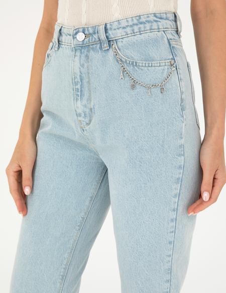 Açık Mavi Mom High Waist Fit Jean Pantolon - 50284089012