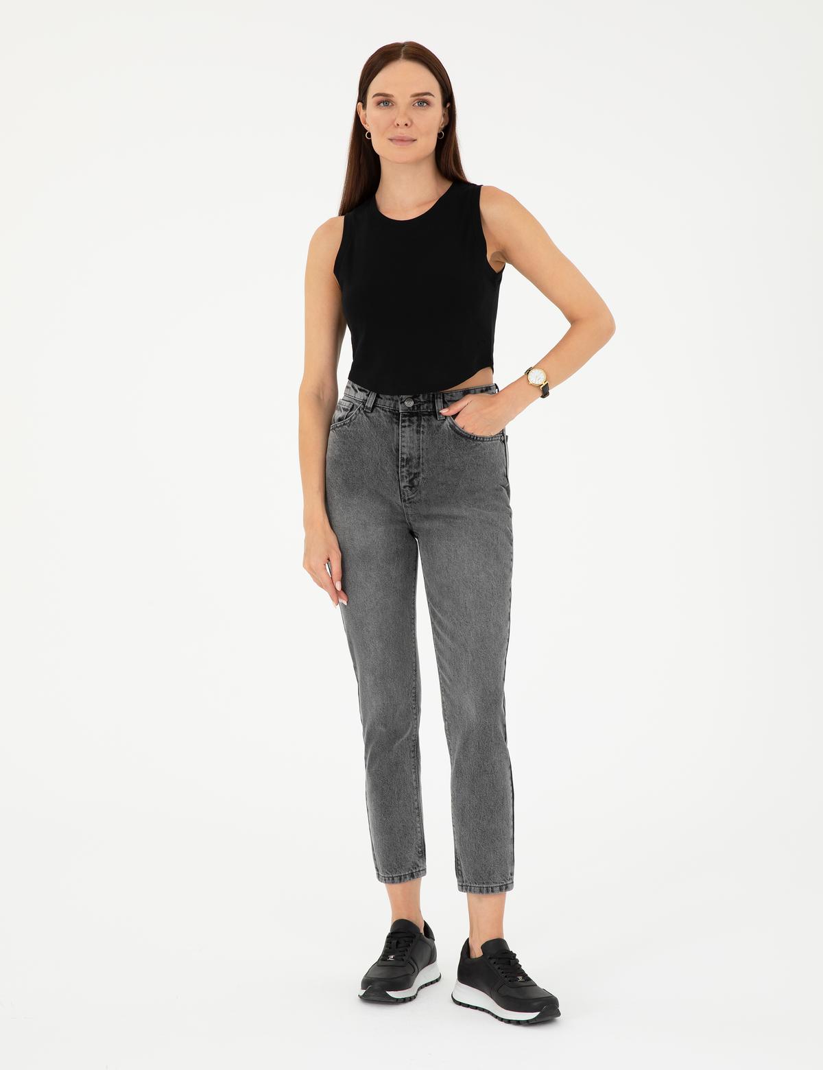 Antrasit Mom High Waist Fit Jean Pantolon - 50284091001