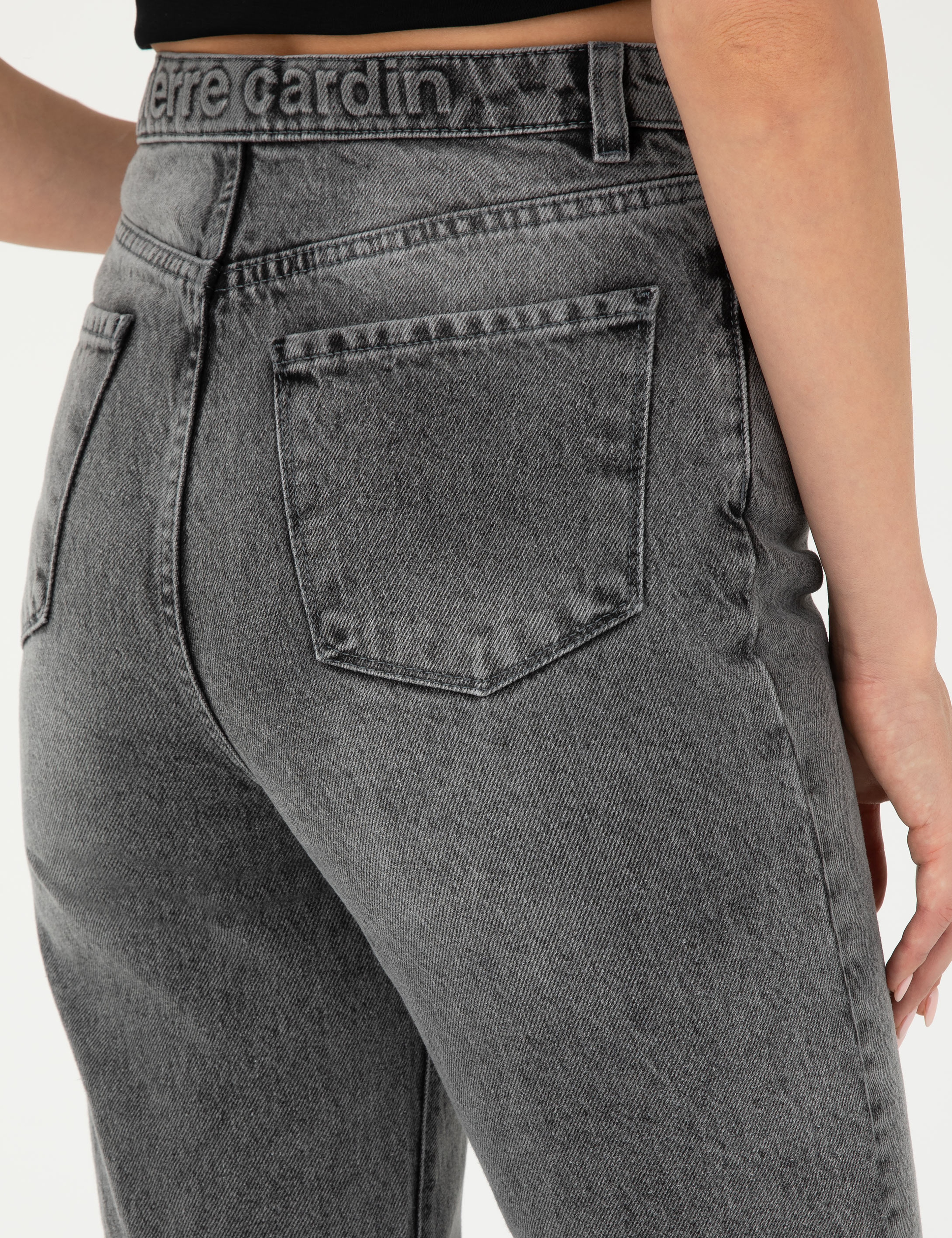 Antrasit Mom High Waist Fit Jean Pantolon - Image 6
