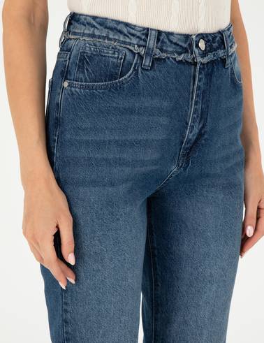 Açık Mavi Mom High Waist Fit Jean Pantolon