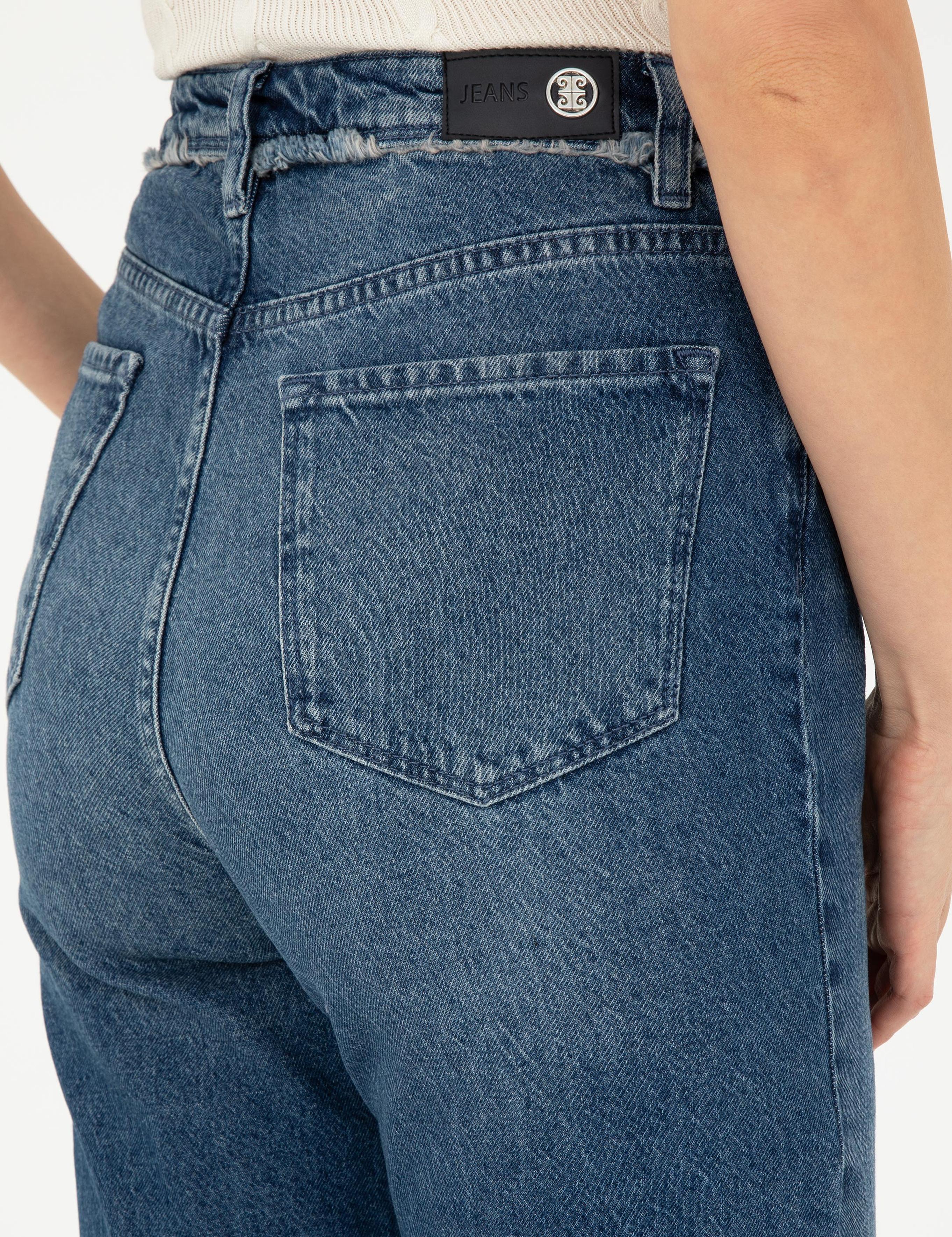Açık Mavi Mom High Waist Fit Jean Pantolon
