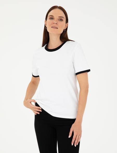 Beyaz Slim Fit Tişört - 50288573005