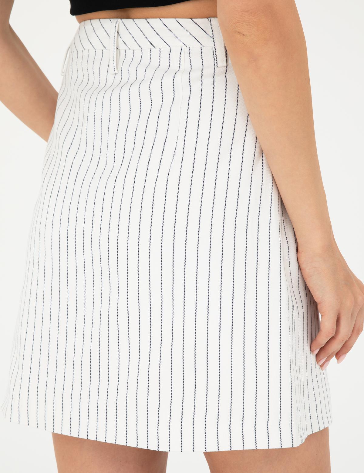 Ekru A Kesim Dokuma Etek - 50284023025