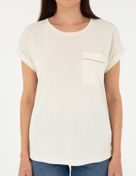 Ekru Regular Fit Cepli Tişört - 50283449004