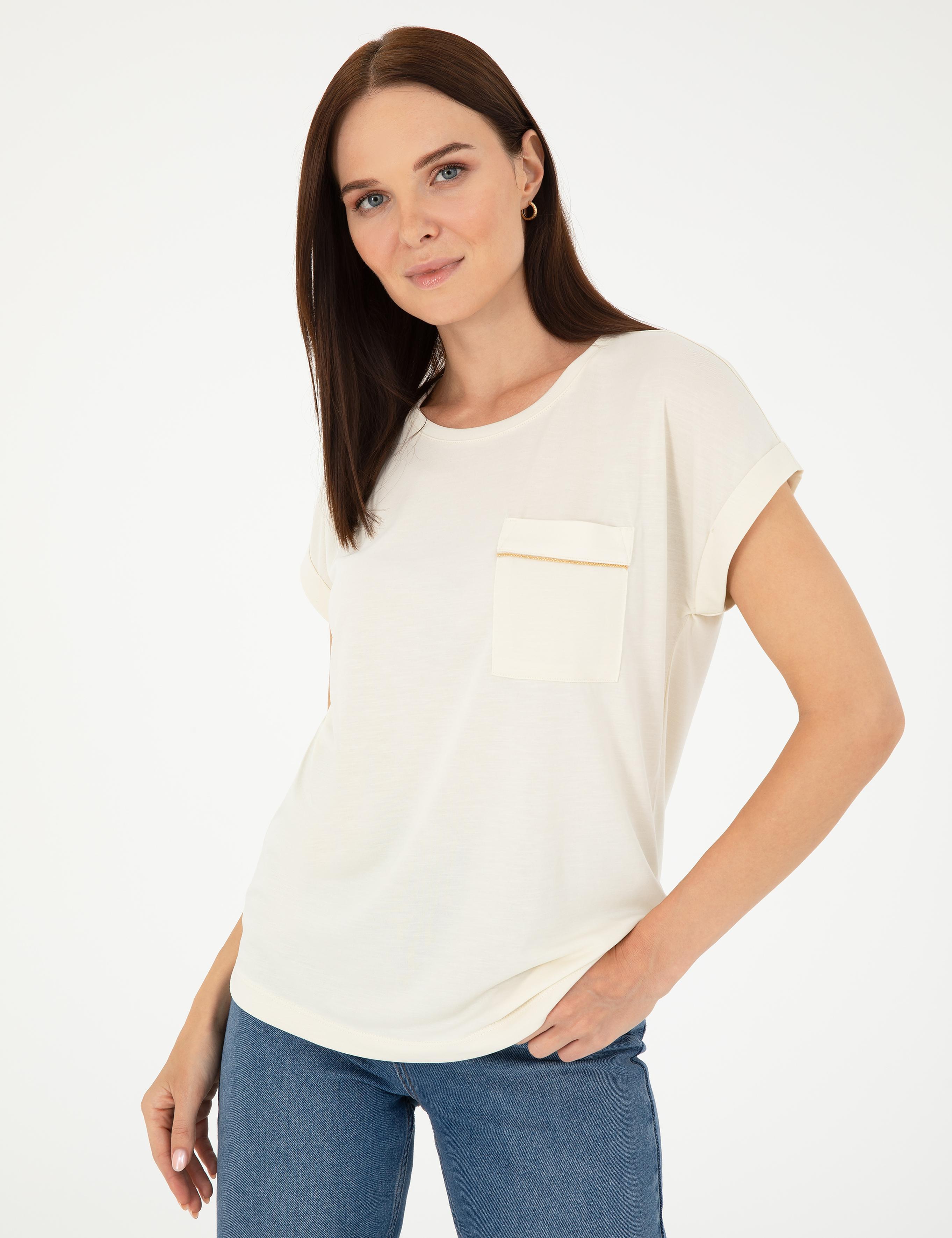 Ekru Regular Fit Cepli Tişört