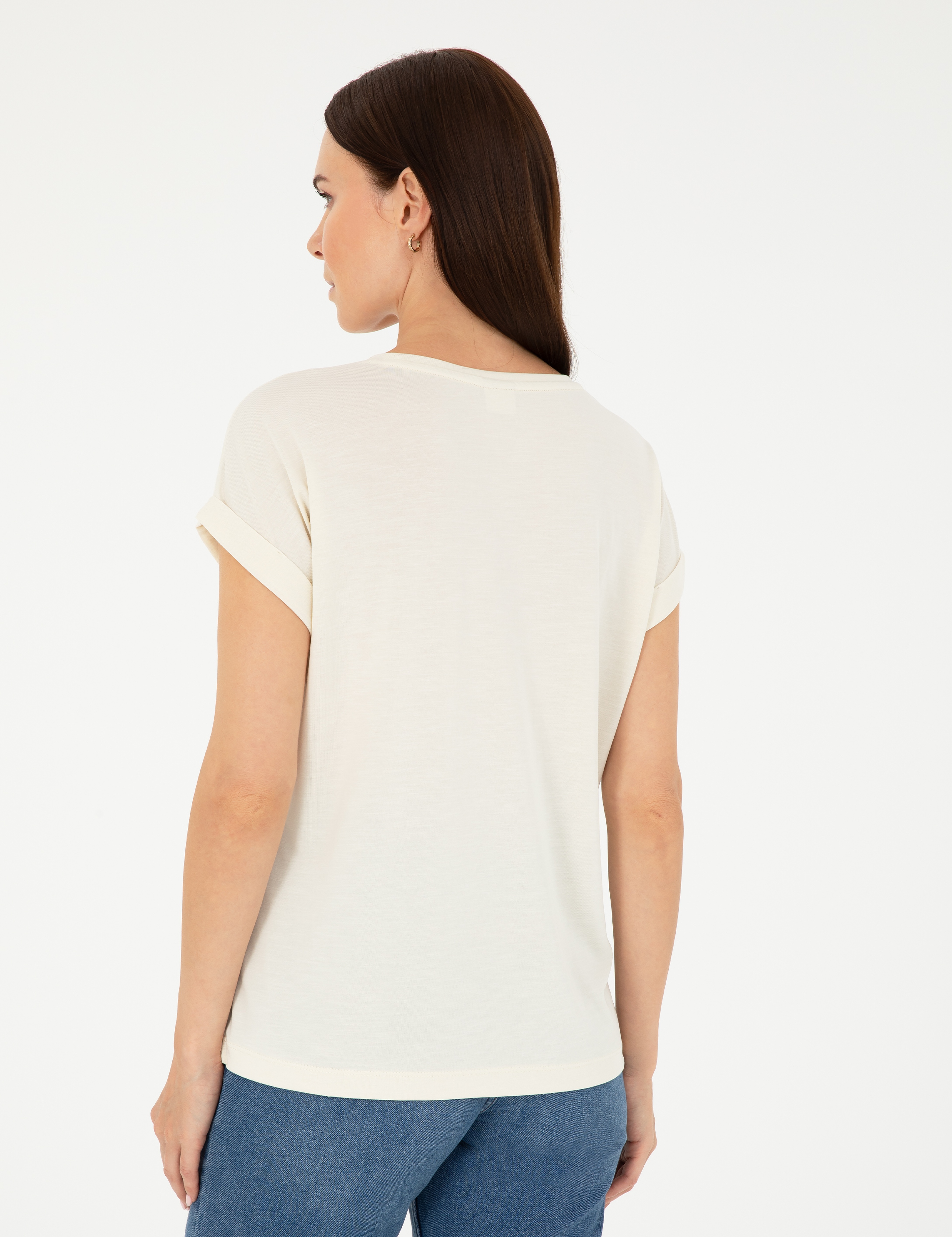 Ekru Regular Fit Cepli Tişört - Image 5