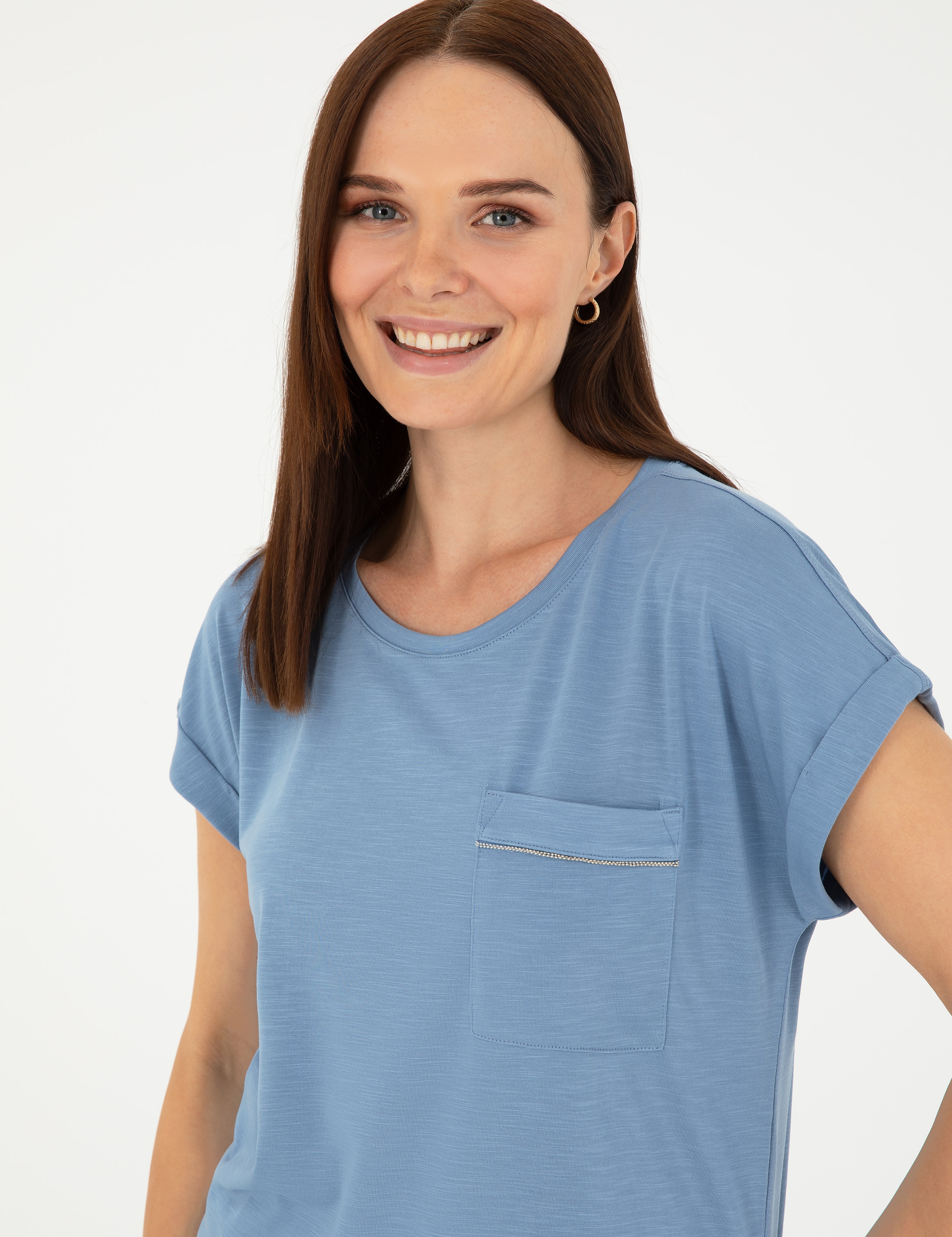 İndigo Regular Fit Cepli Tişört - Image 2