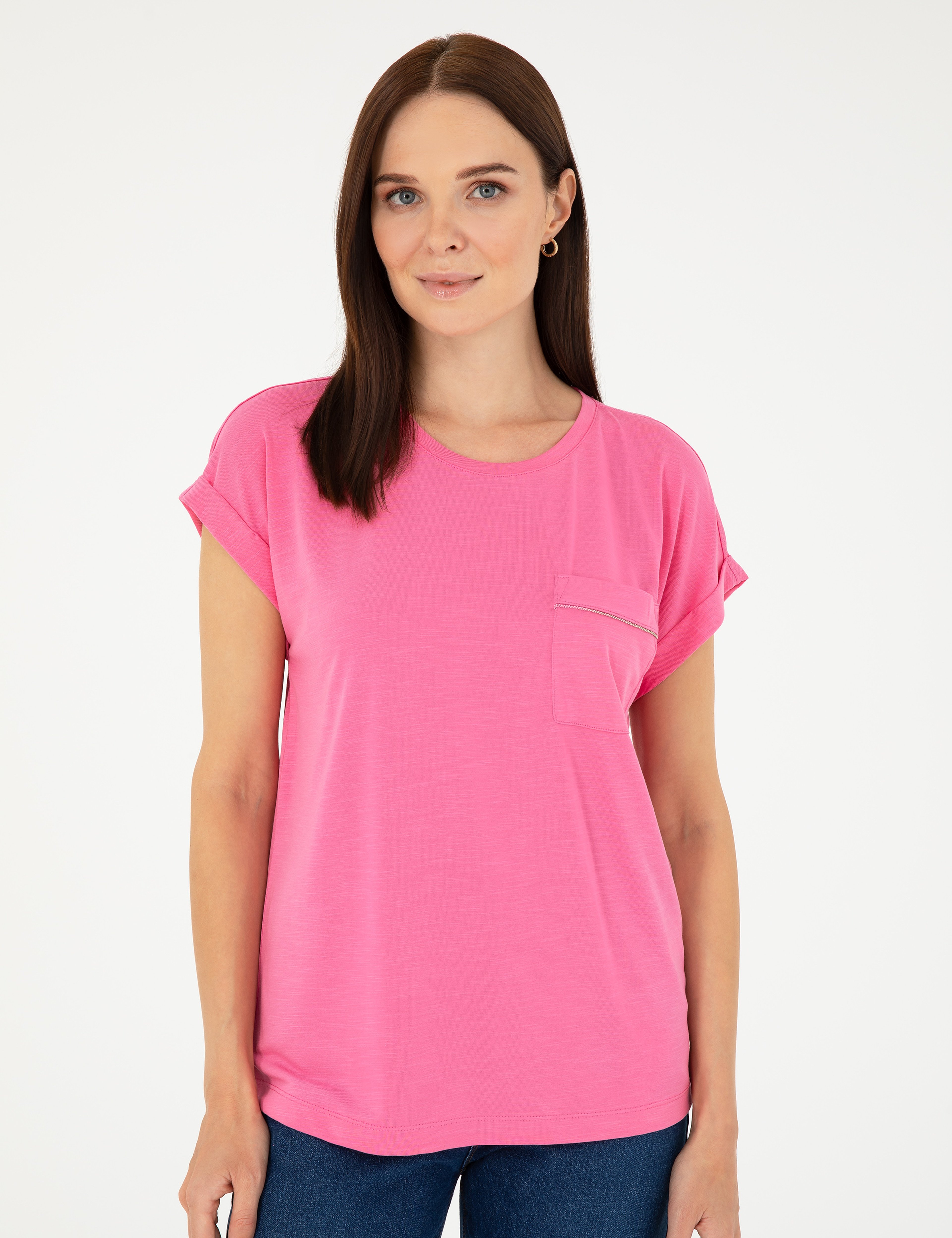 Pembe Regular Fit Cepli Tişört