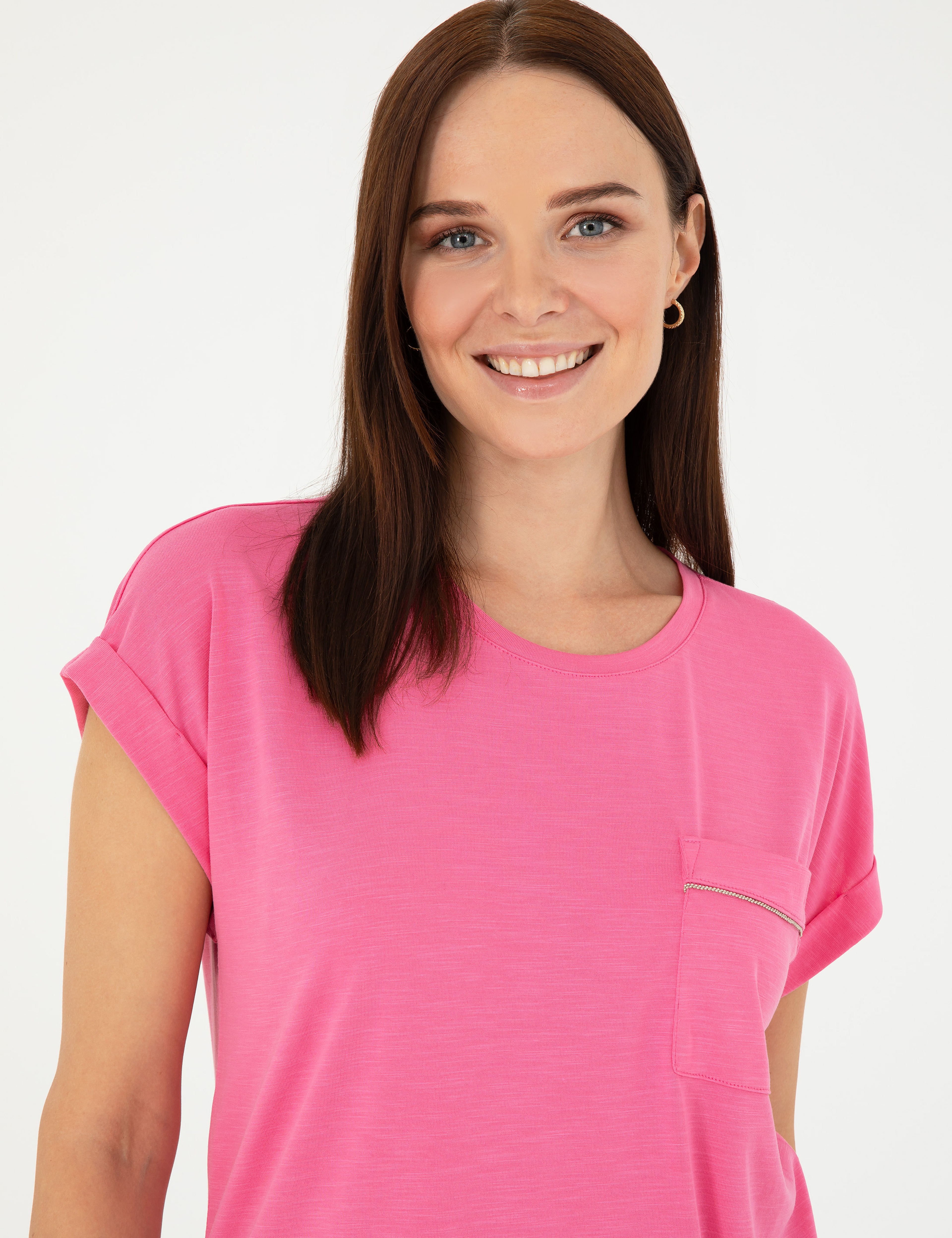Pembe Regular Fit Cepli Tişört