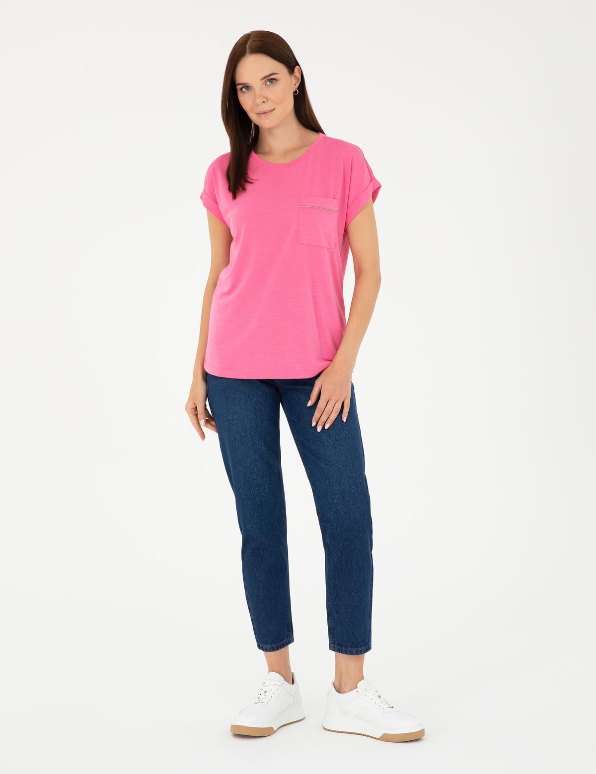 Pembe Regular Fit Cepli Tişört - 50283449020