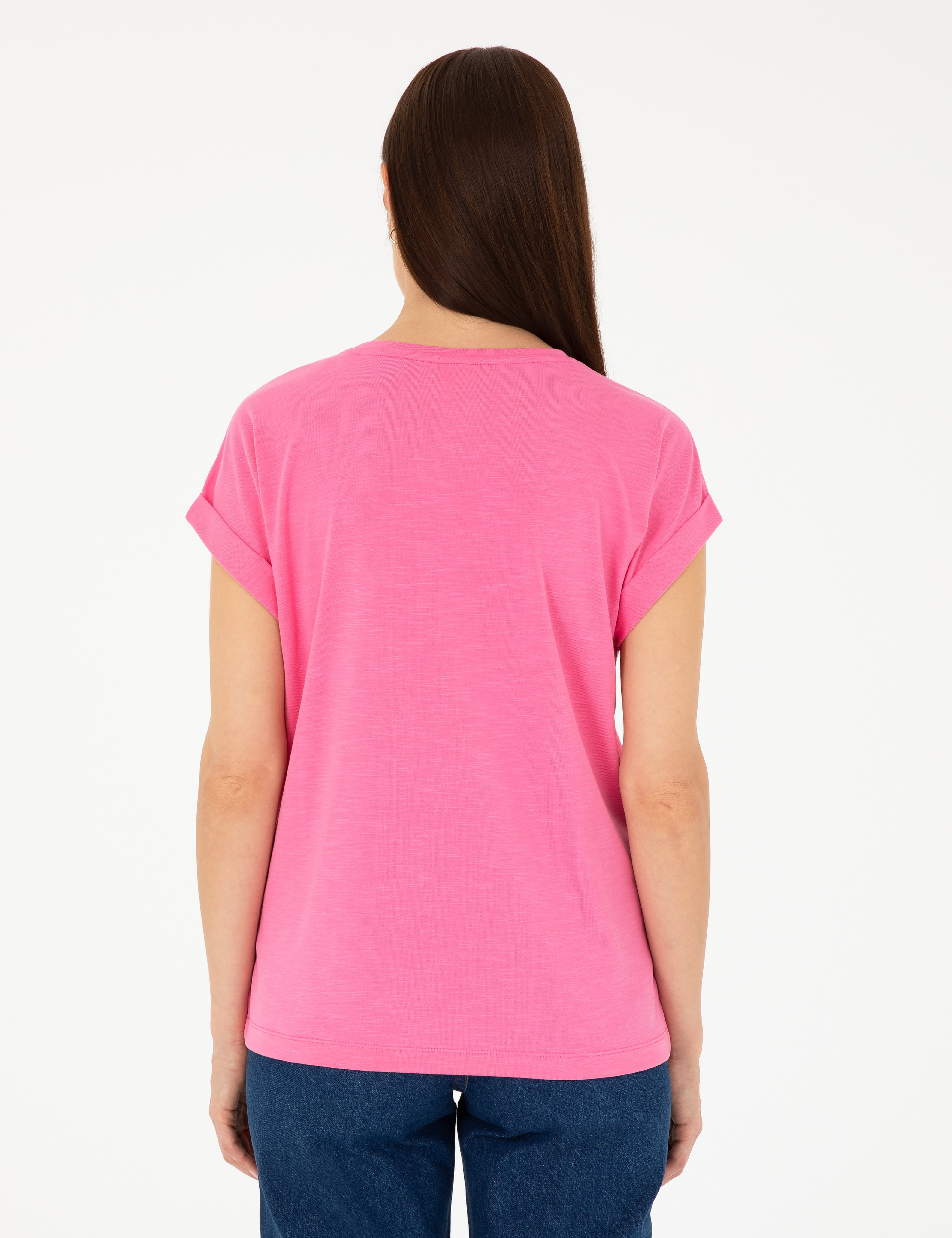 Pembe Regular Fit Cepli Tişört - Image 5