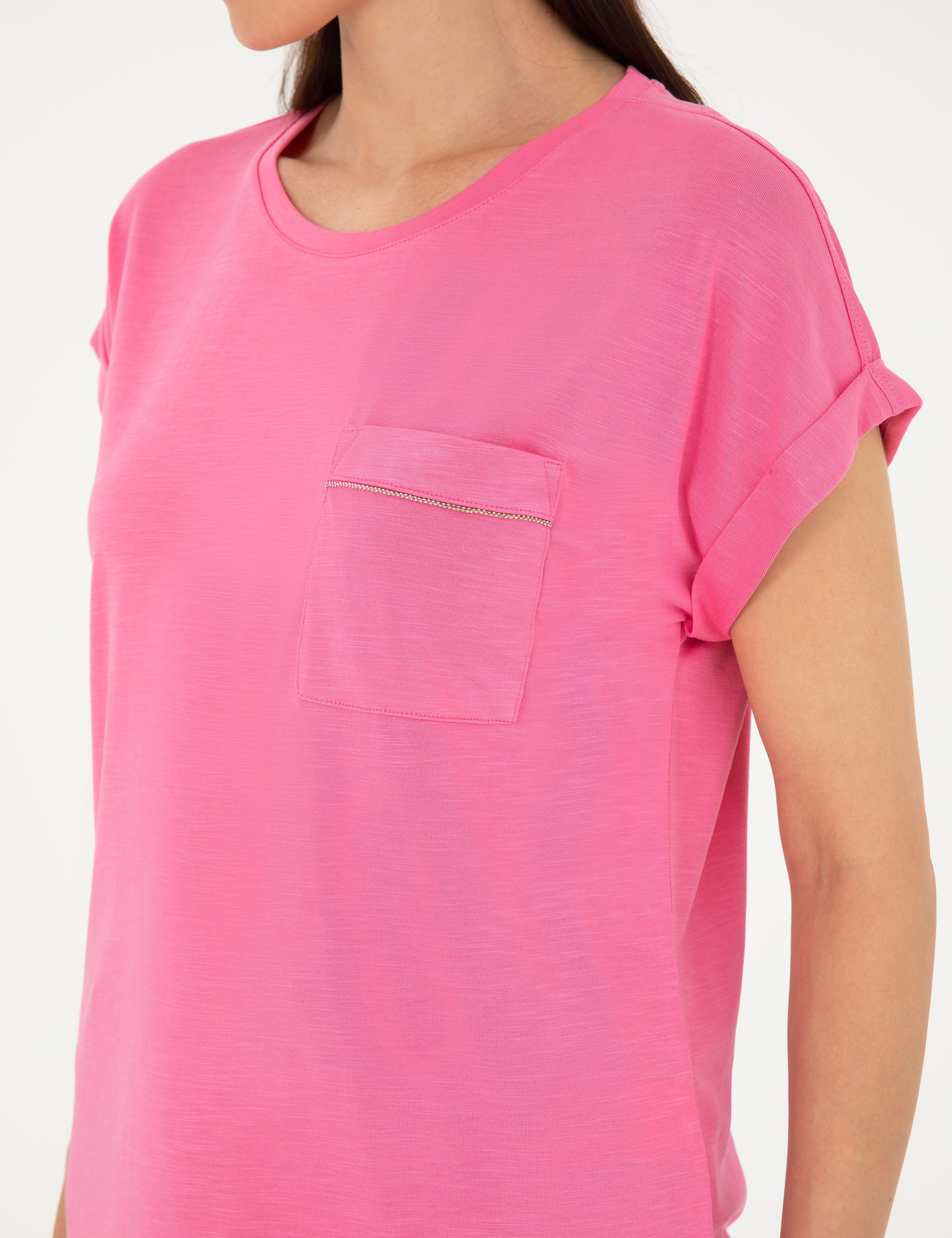 Pembe Regular Fit Cepli Tişört
