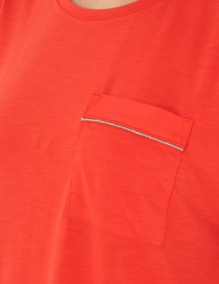 Nar Çiçeği Regular Fit Cepli Tişört - 50283449041