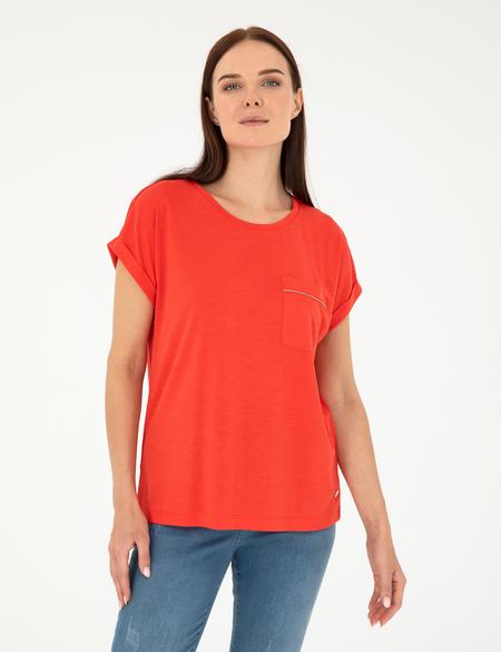 Nar Çiçeği Regular Fit Cepli Tişört - 50283449041