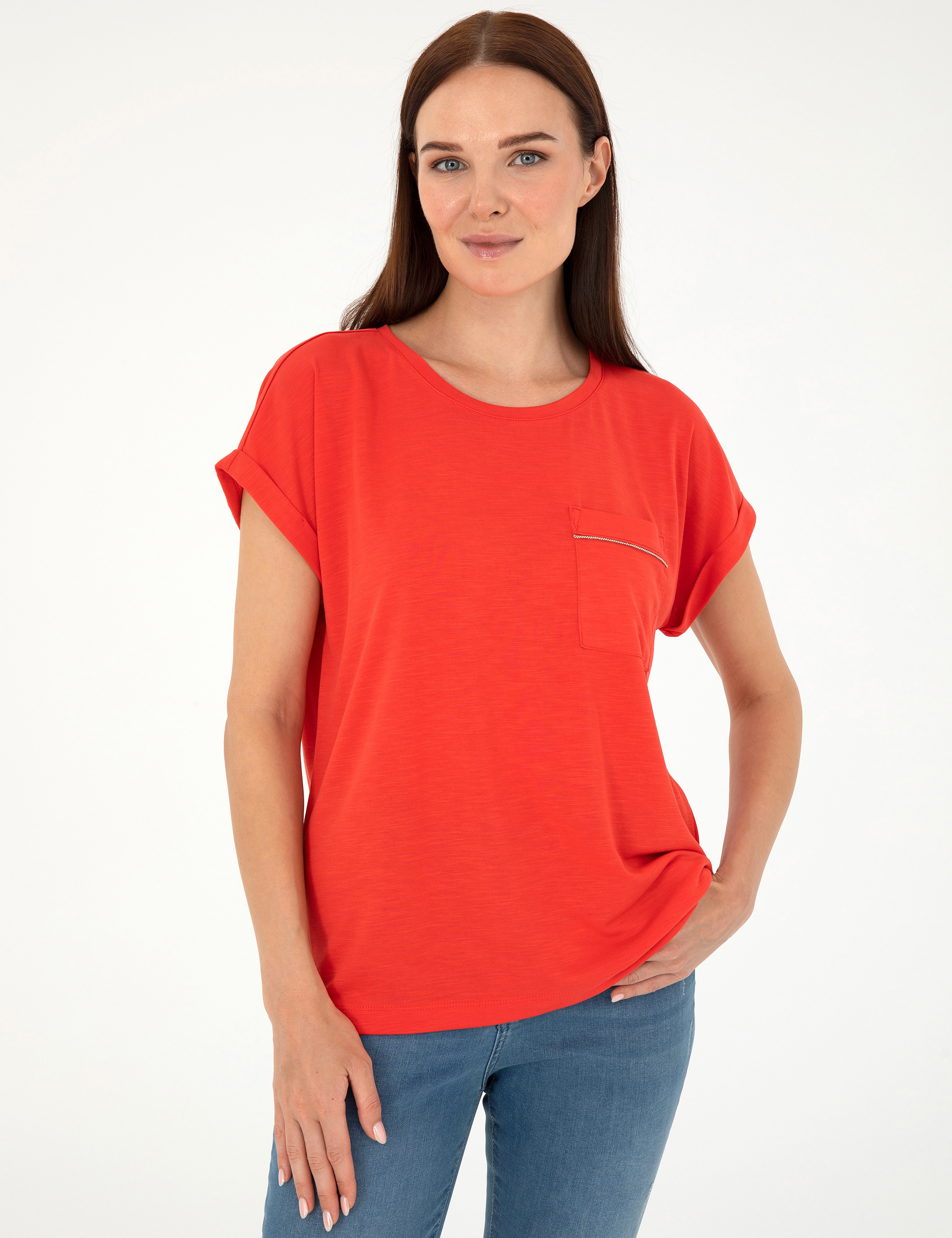 Nar Çiçeği Regular Fit Cepli Tişört