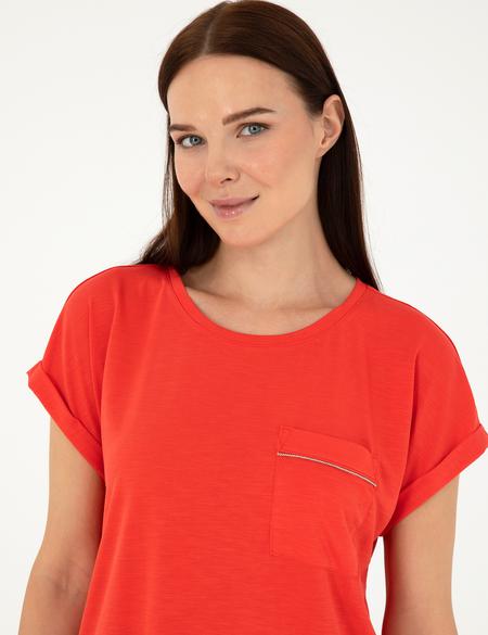 Nar Çiçeği Regular Fit Cepli Tişört - 50283449041